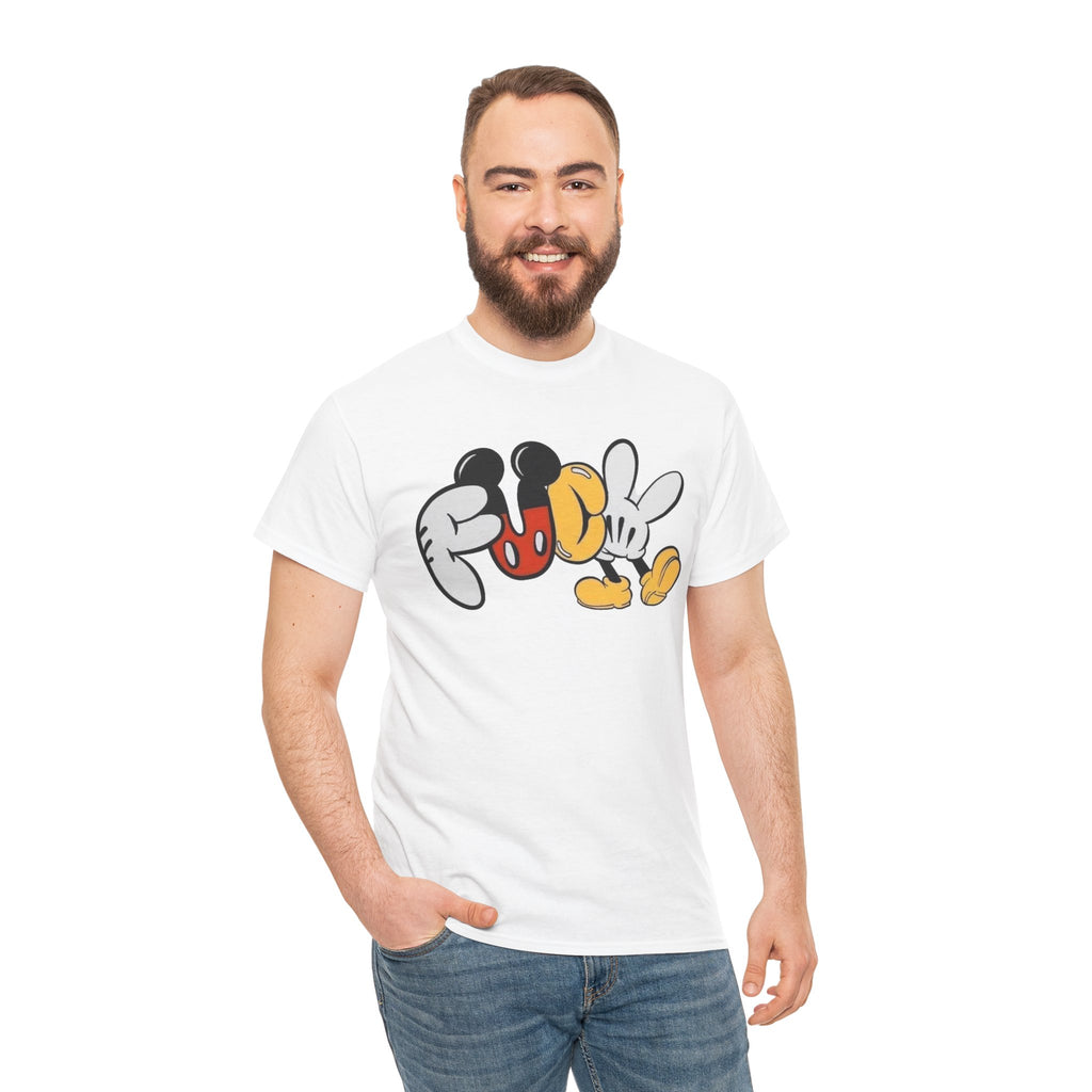 F**K Disney Graphic Tee — Playful Cartoon Hands & Shoes Design