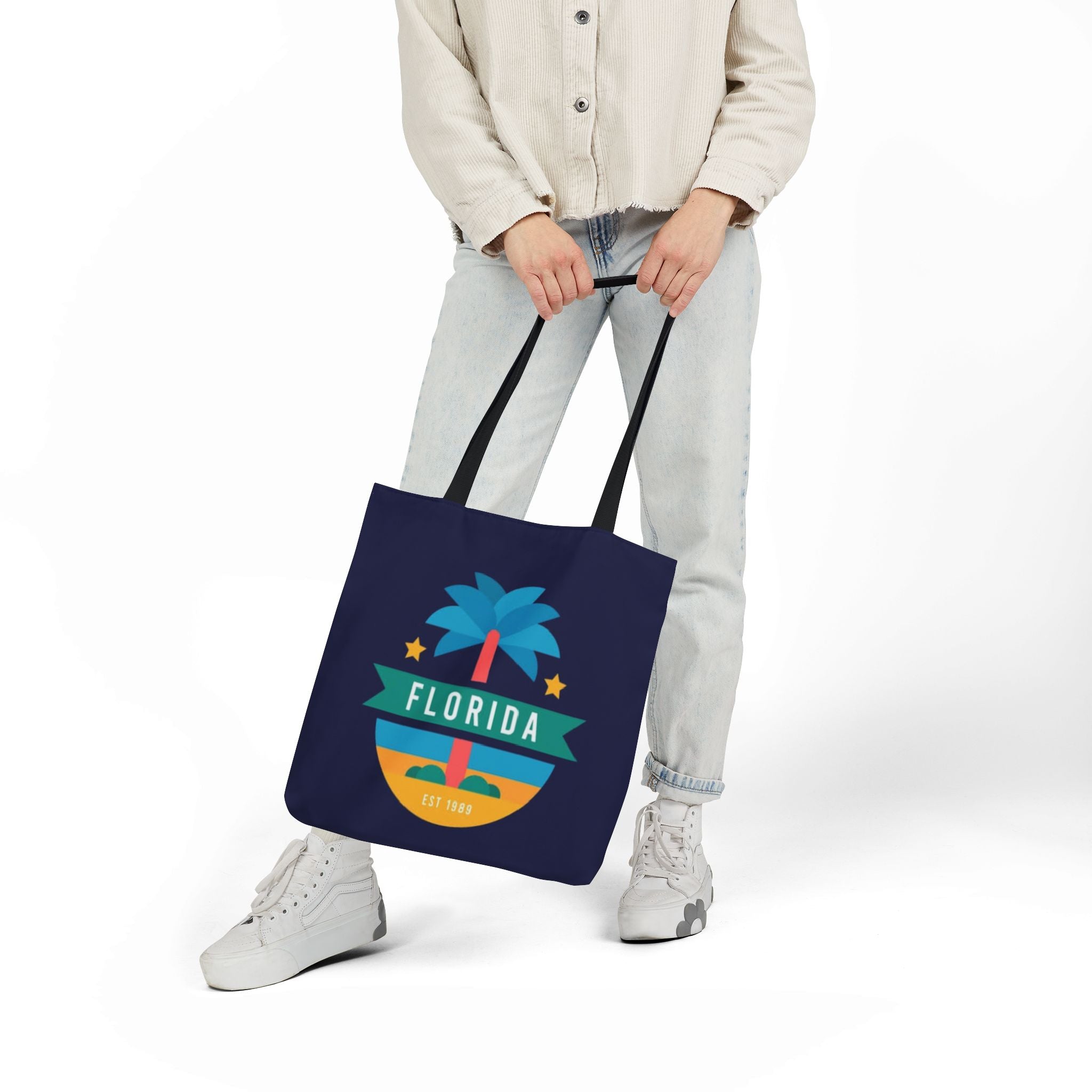 Florida Palm Beach Canvas Tote Bag — Retro Sunshine Travel Tote
