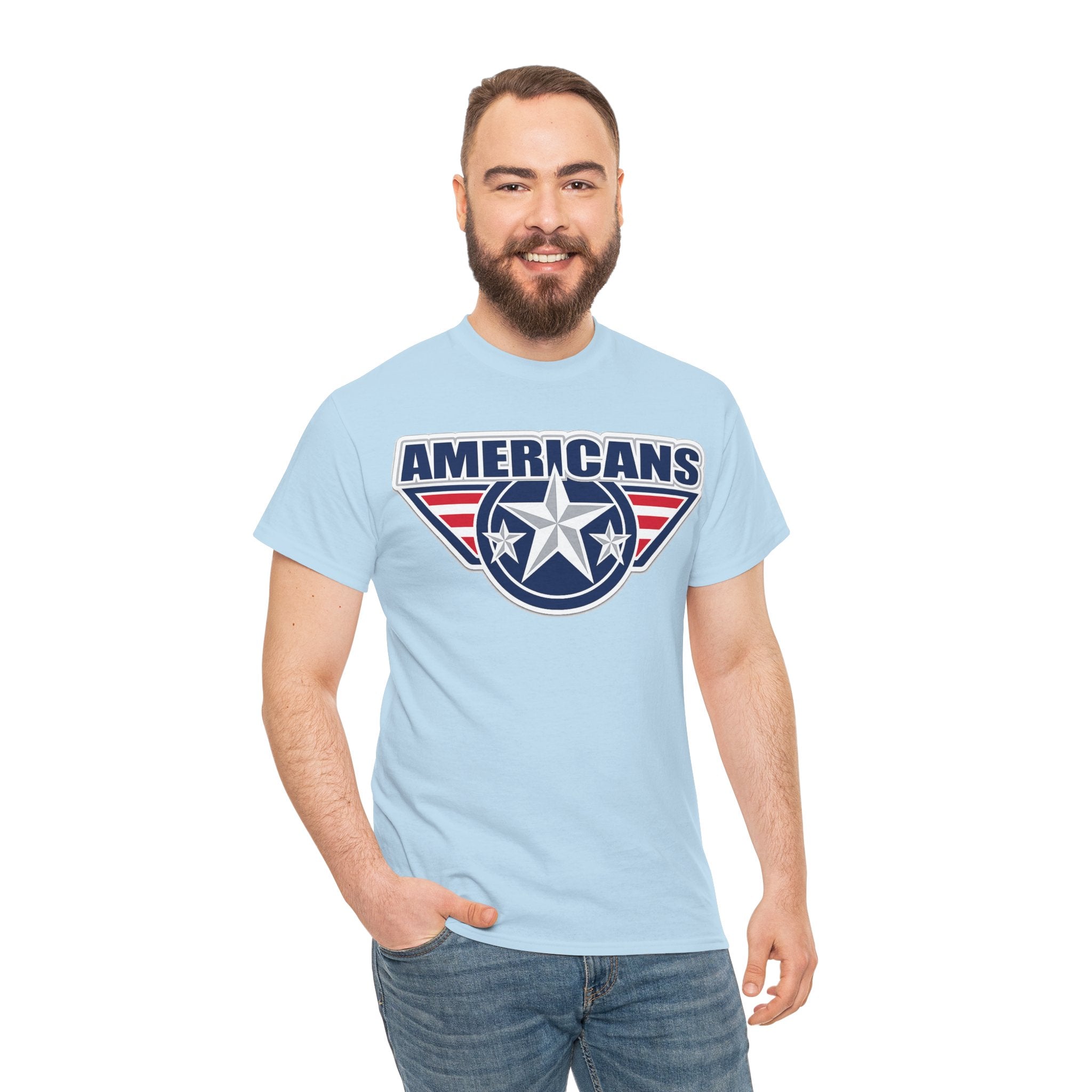 Americans Patriotic Star T‑Shirt — Red White Blue USA Graphic Tee