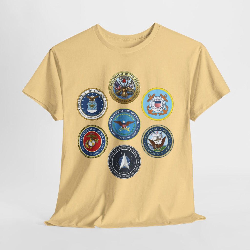 Military Branch Seals T-Shirt — Vintage US Armed Forces Emblems Tee