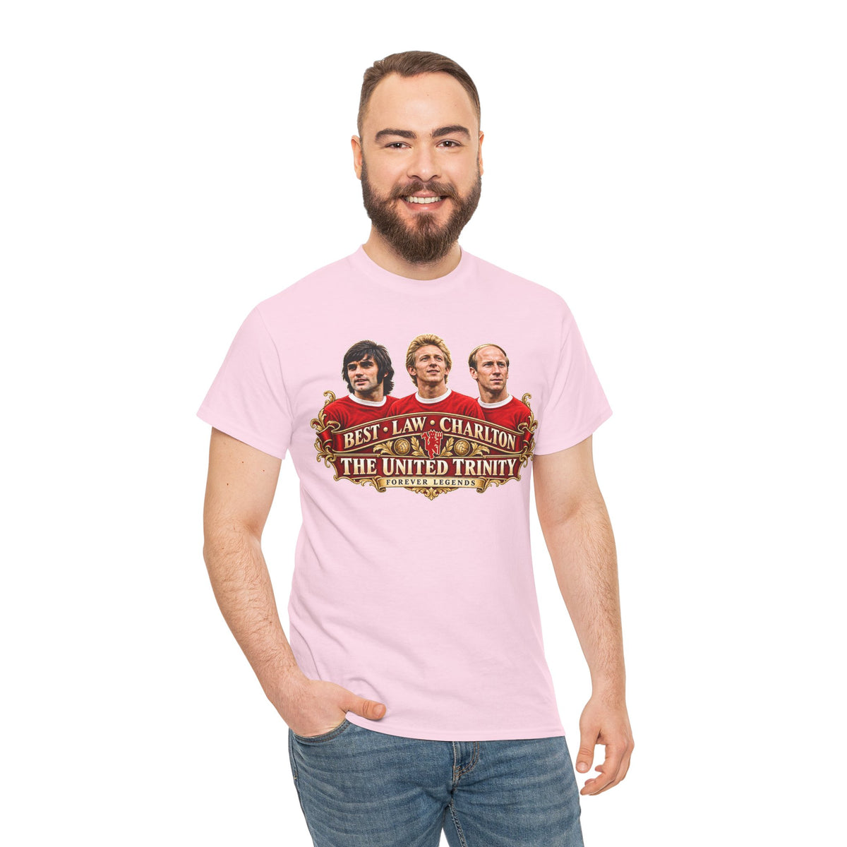T-Shirt — 'The United Trinity: Best · Law · Charlton' Vintage Football Tribute Tee