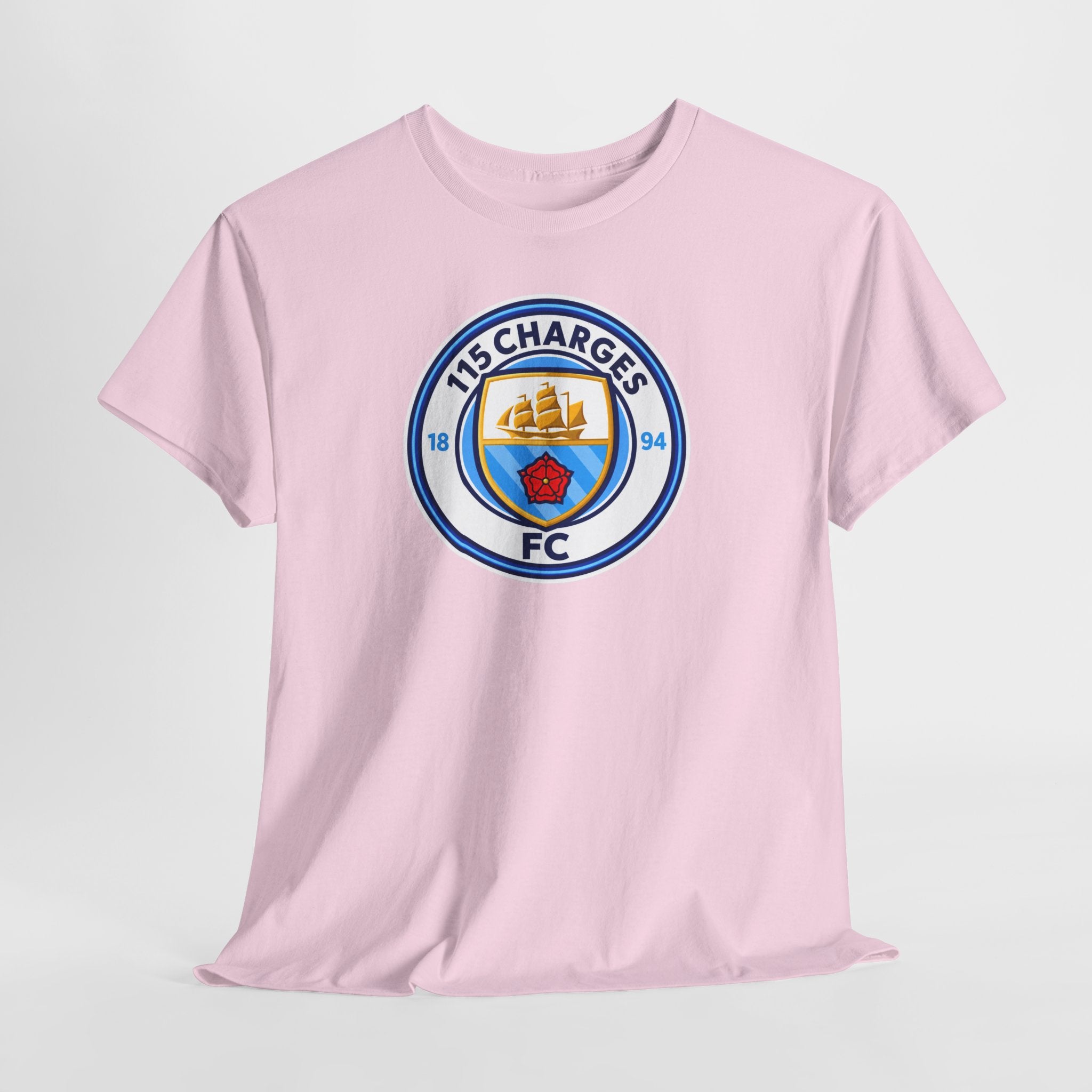 115 Charges FC Crest Cotton Tee — Vintage Blue Club Logo T-Shirt