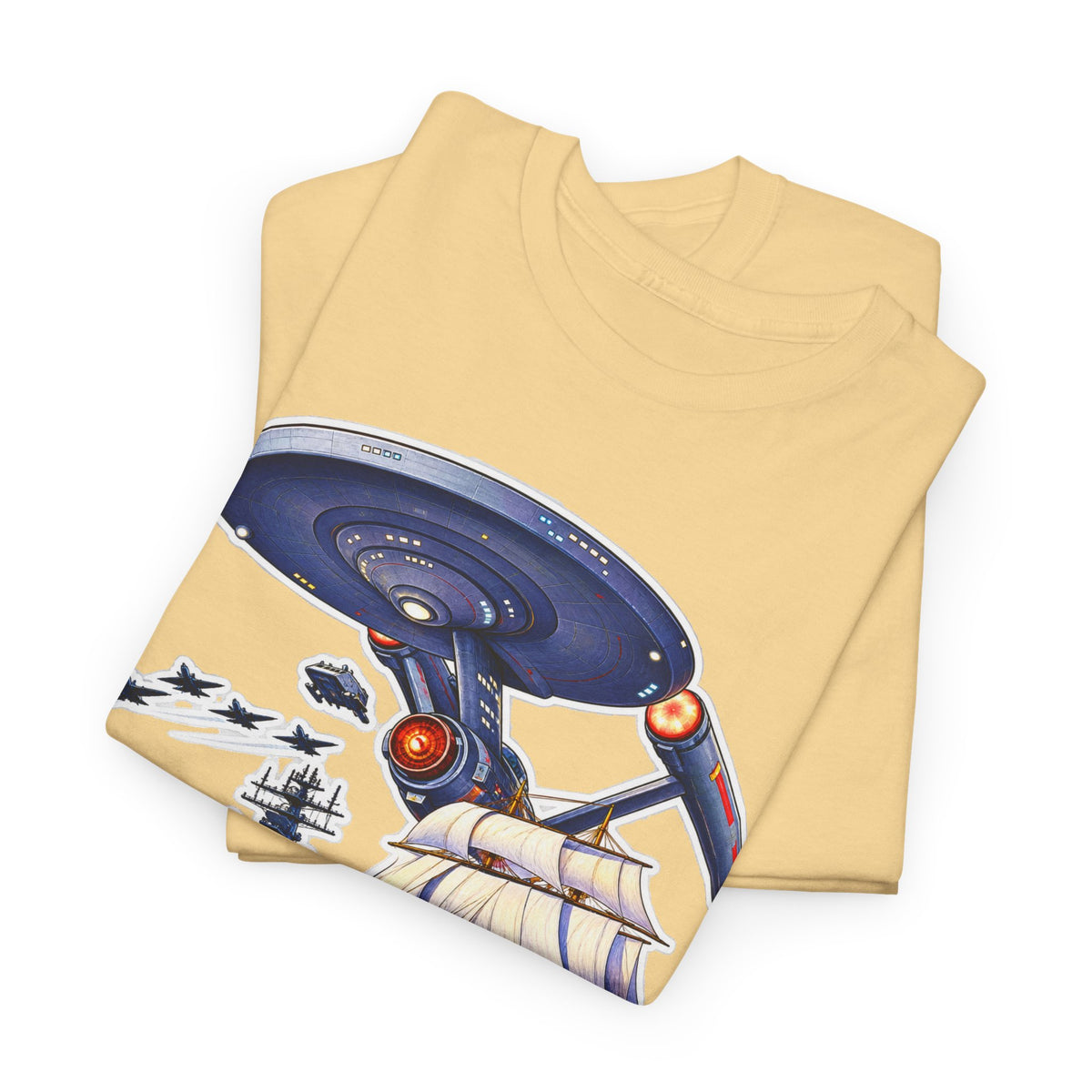 Nautical Starship Called Enterprise T-Shirt — Vintage Sailing Ship Meets Spaceship Graphic Tee