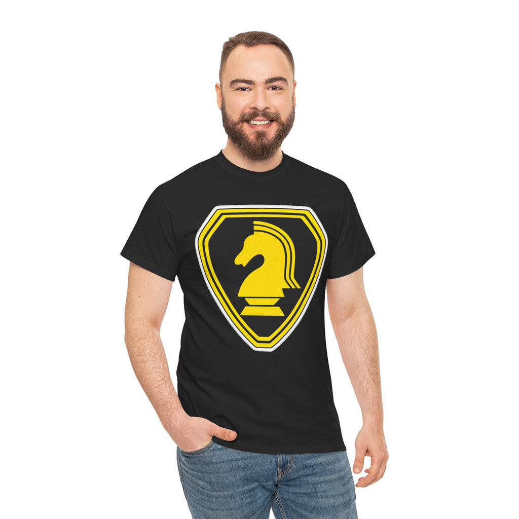 Knight Rider Chess Logo T-Shirt — Yellow Shield Emblem Tee