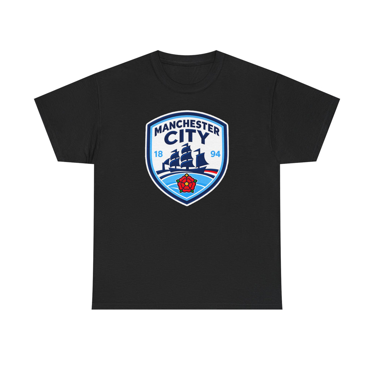 Manchester City Inspired Crest Cotton T-Shirt