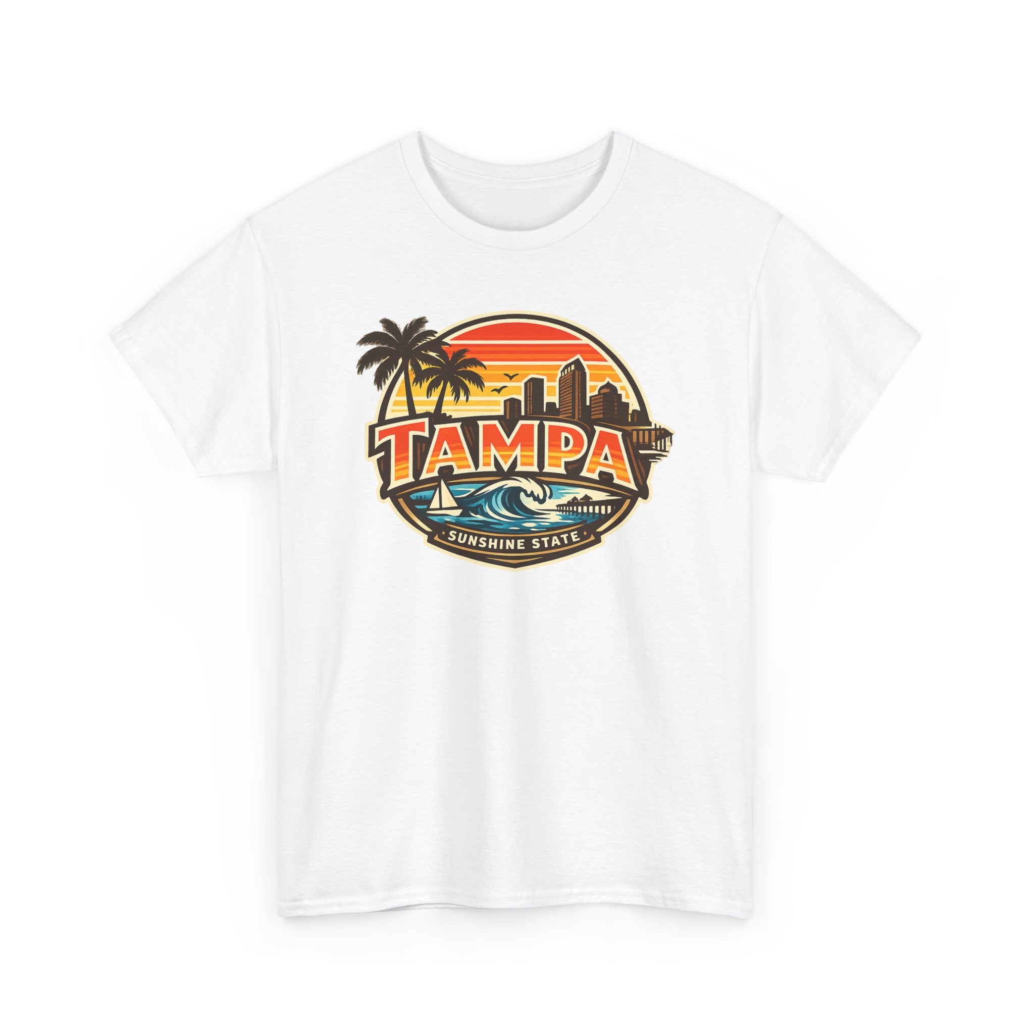 Tampa Retro Sunset T-Shirt – Vintage Palm Beach Skyline Tee