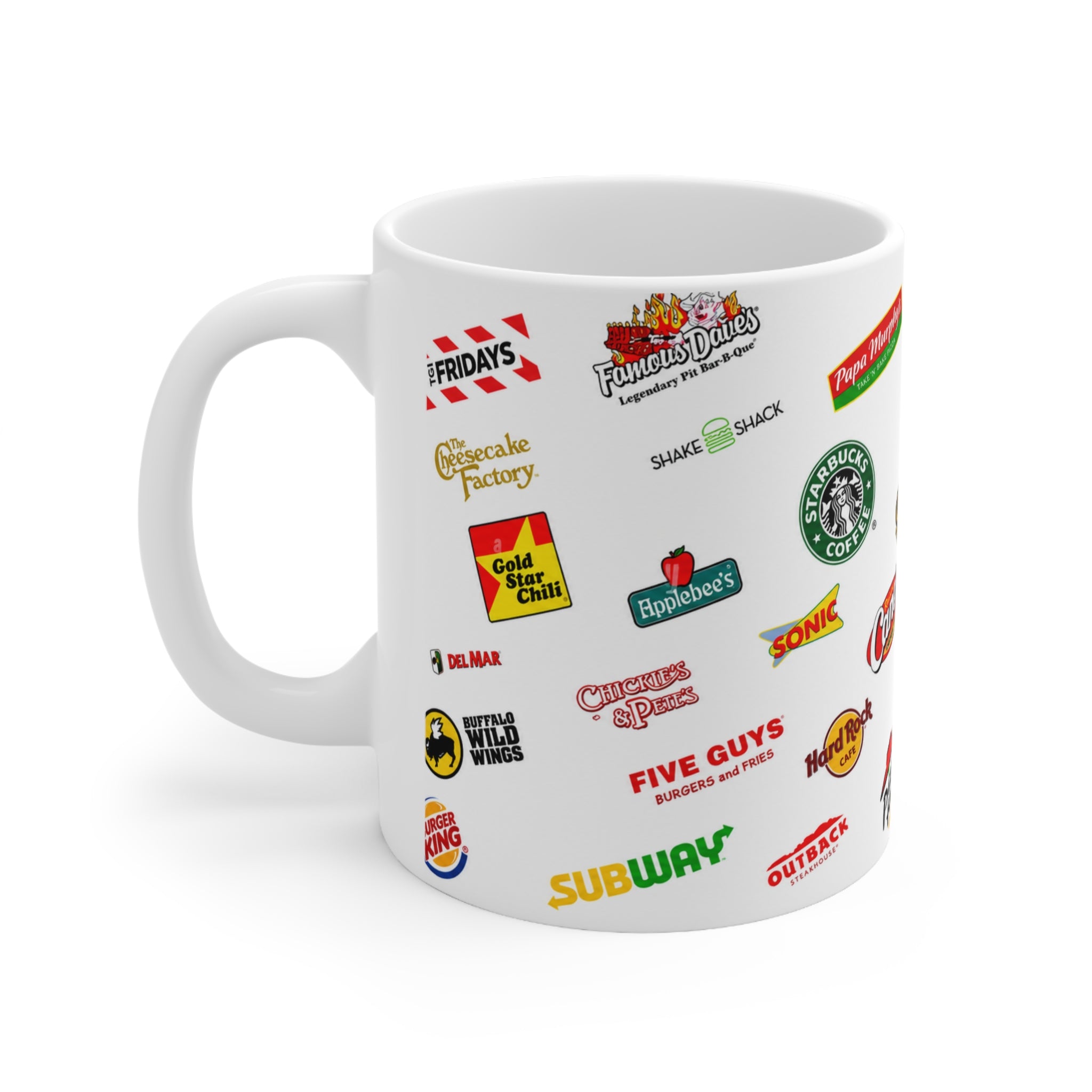 American Food Chains Collage Mug — Ceramic Coffee Cup (11oz & 15oz)