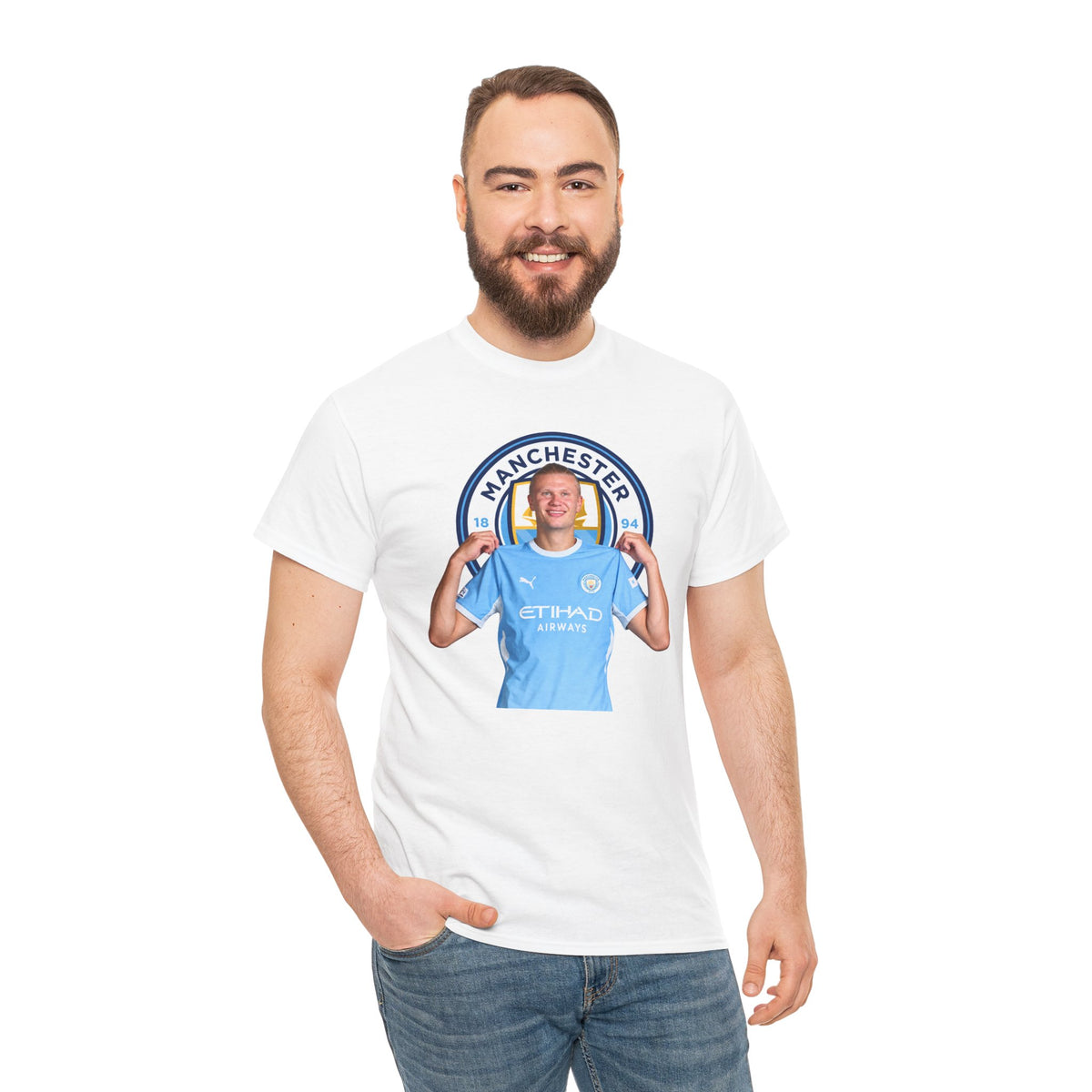 Manchester City Erling Haaland Inspired Cotton T-Shirt Tee — Player Celebratory Graphic T-Shirt