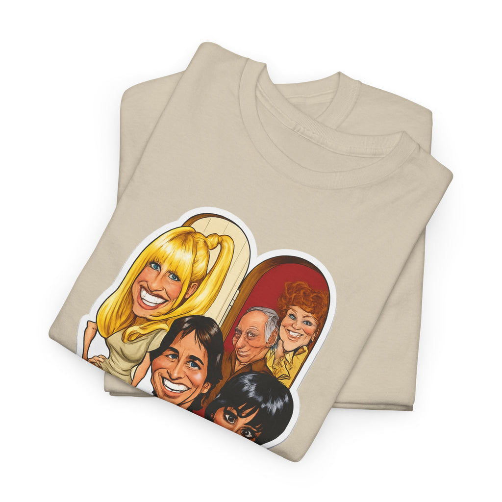 Three's Company Retro TV Tee — Vintage Sitcom Caricature T-Shirt