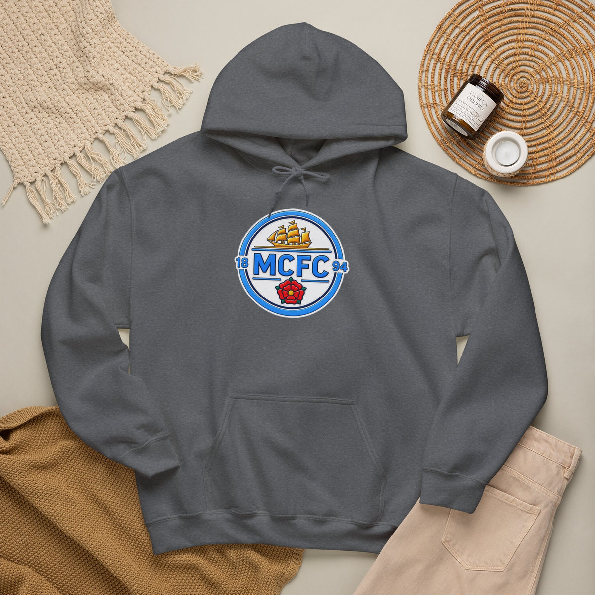 MCFC Logo Hoodie – Vintage Football Club Crest Pullover