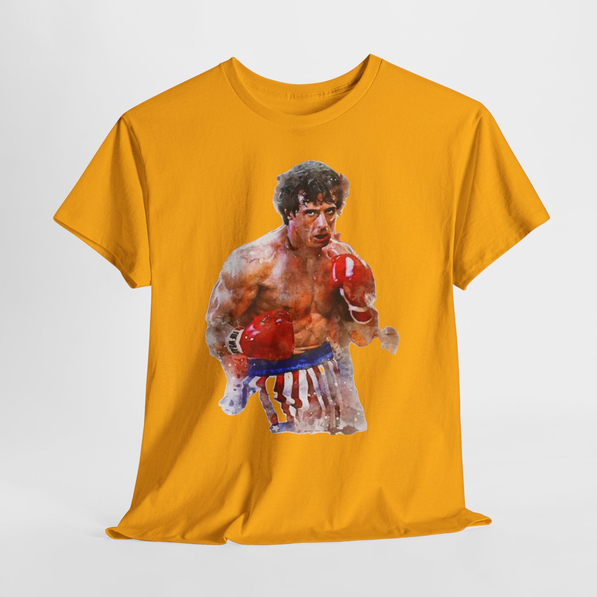 Boxer Rocky Painting T‑Shirt — Vintage American Flag Boxing Tee