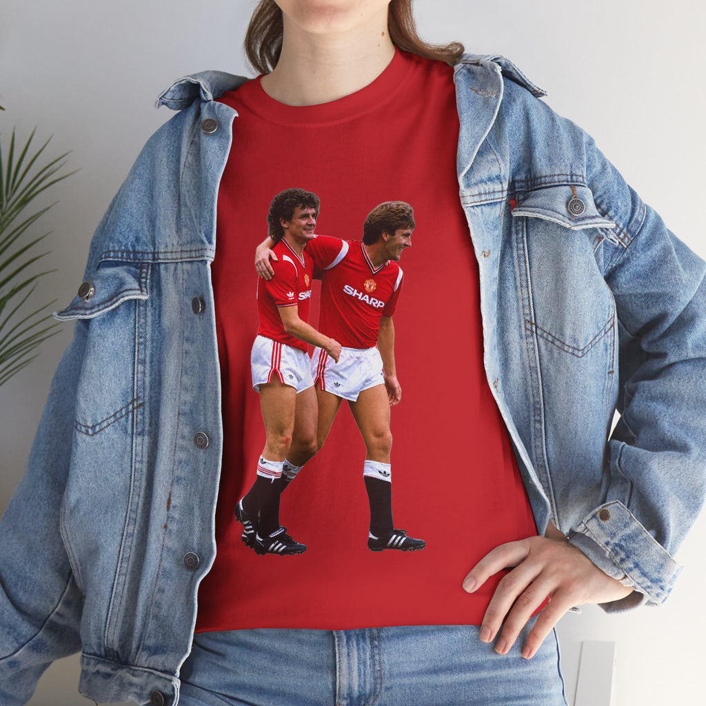 Hughes and Whiteside Manchester United Legend Teammates Graphic Cotton T-Shirt / Tee
