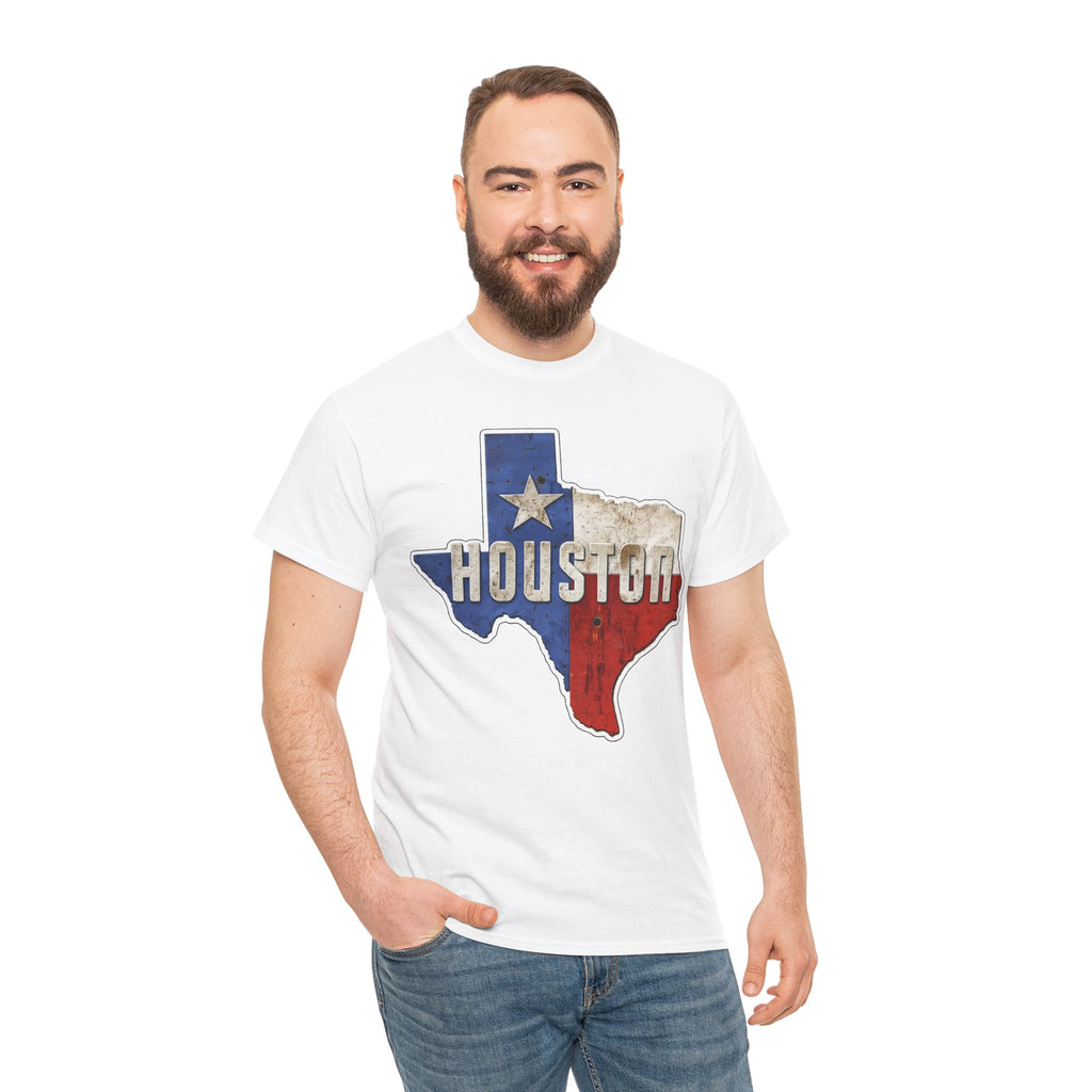 Houston Texas Flag Graphic Tee — Vintage State Outline T-Shirt