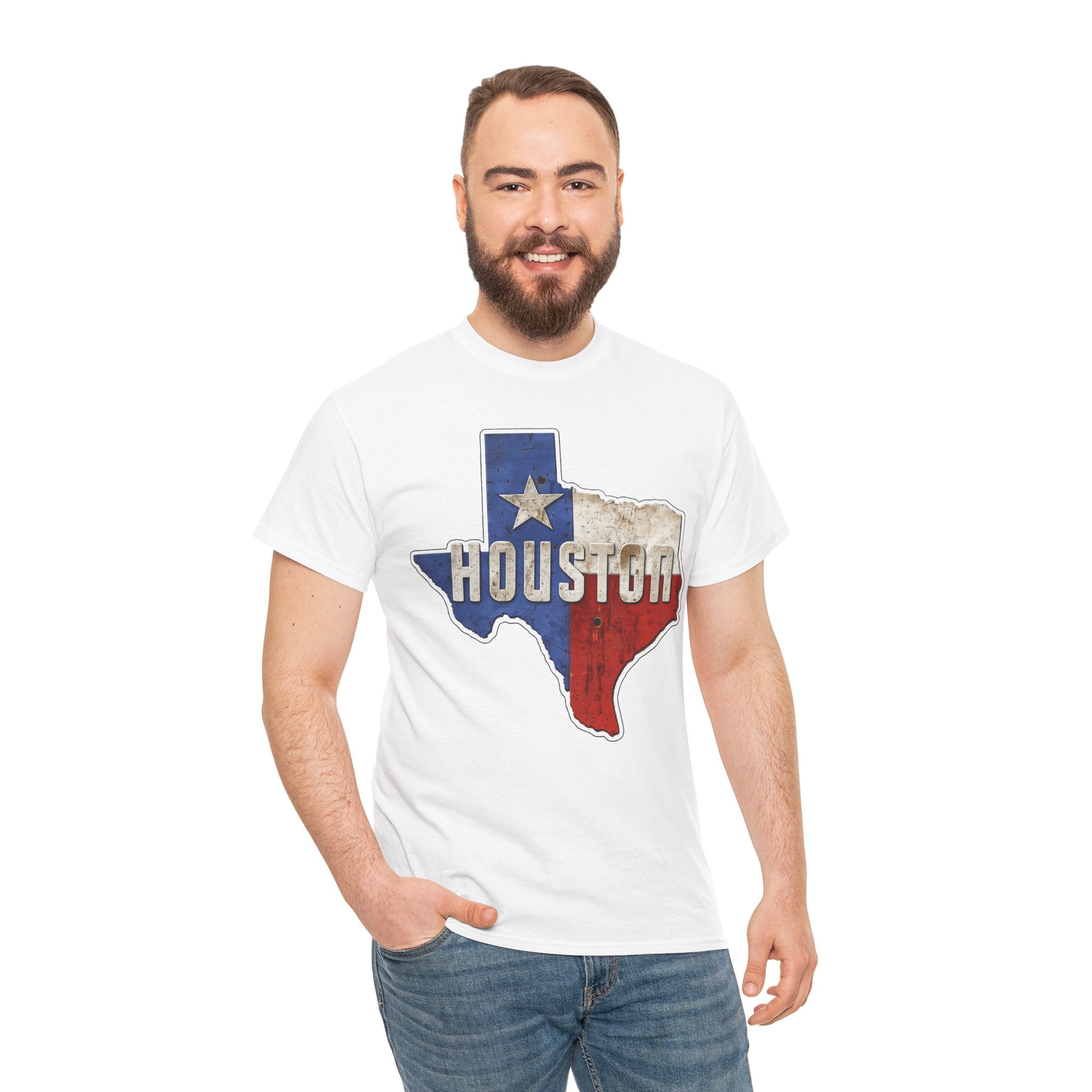 Houston Texas Flag Graphic Tee — Vintage State Outline T-Shirt