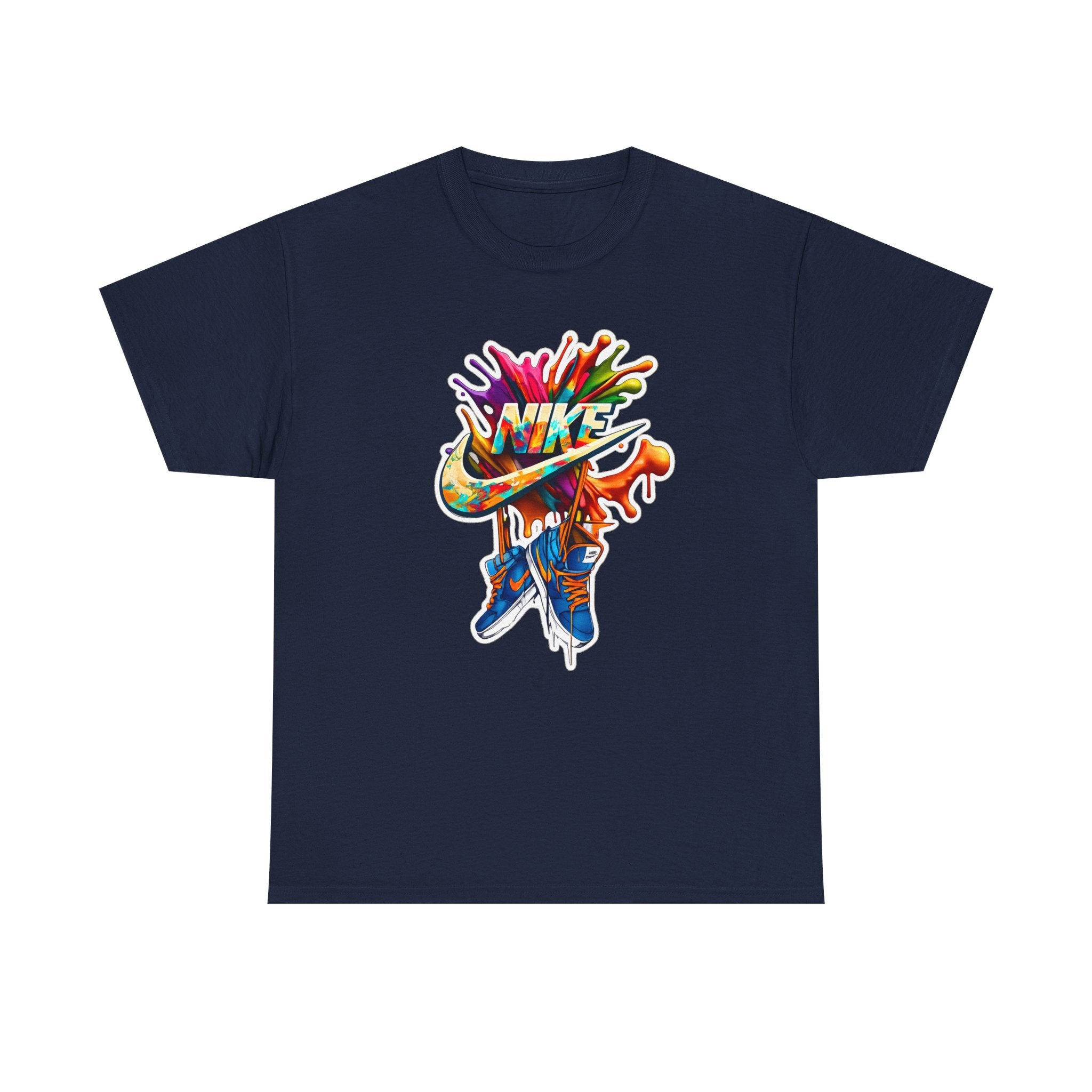Nike Inspired Splash Graphic Tee — Colorful Sneaker Streetwear T-Shirt