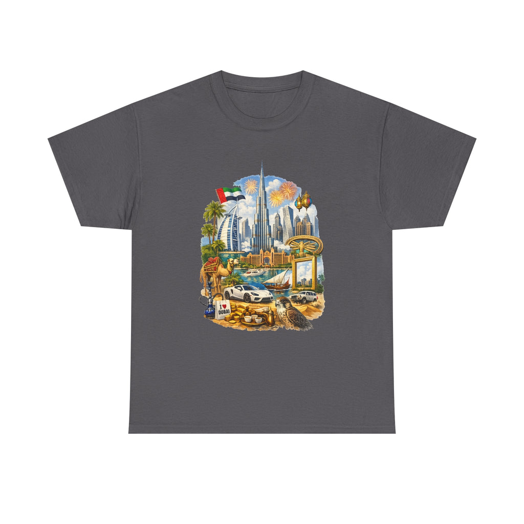 Dubai Skyline Beach Vacation T-Shirt – Retro Travel Collage Tee