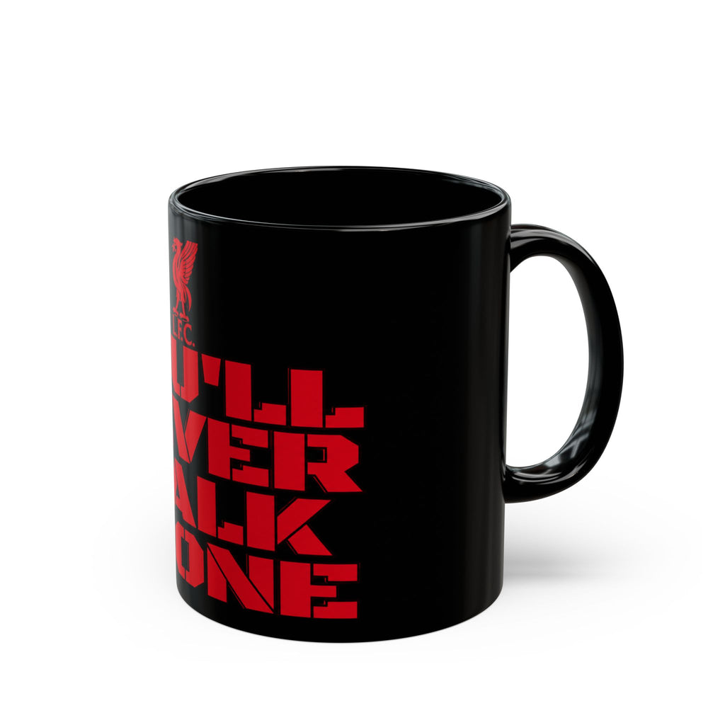 You'll Never Walk Alone Black Mug — Liverpool FC Red Crest Coffee Cup (11oz/15oz)