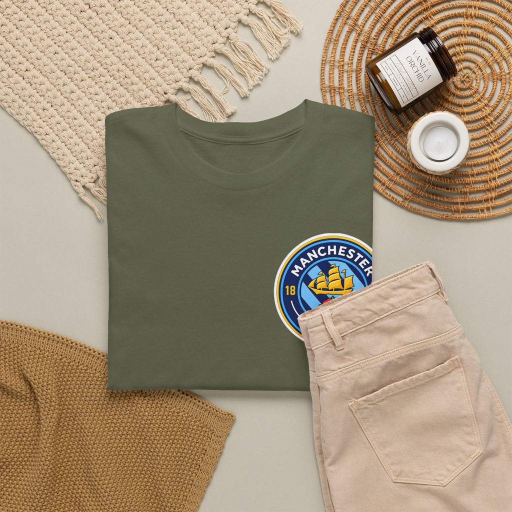Manchester City Inspired Crest T‑Shirt – Circular Badge Chest Logo Tee