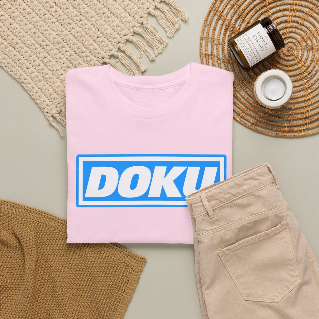 Doku Manchester City Player Logo Cotton Tee — Minimal Blue Box Graphic T-Shirt