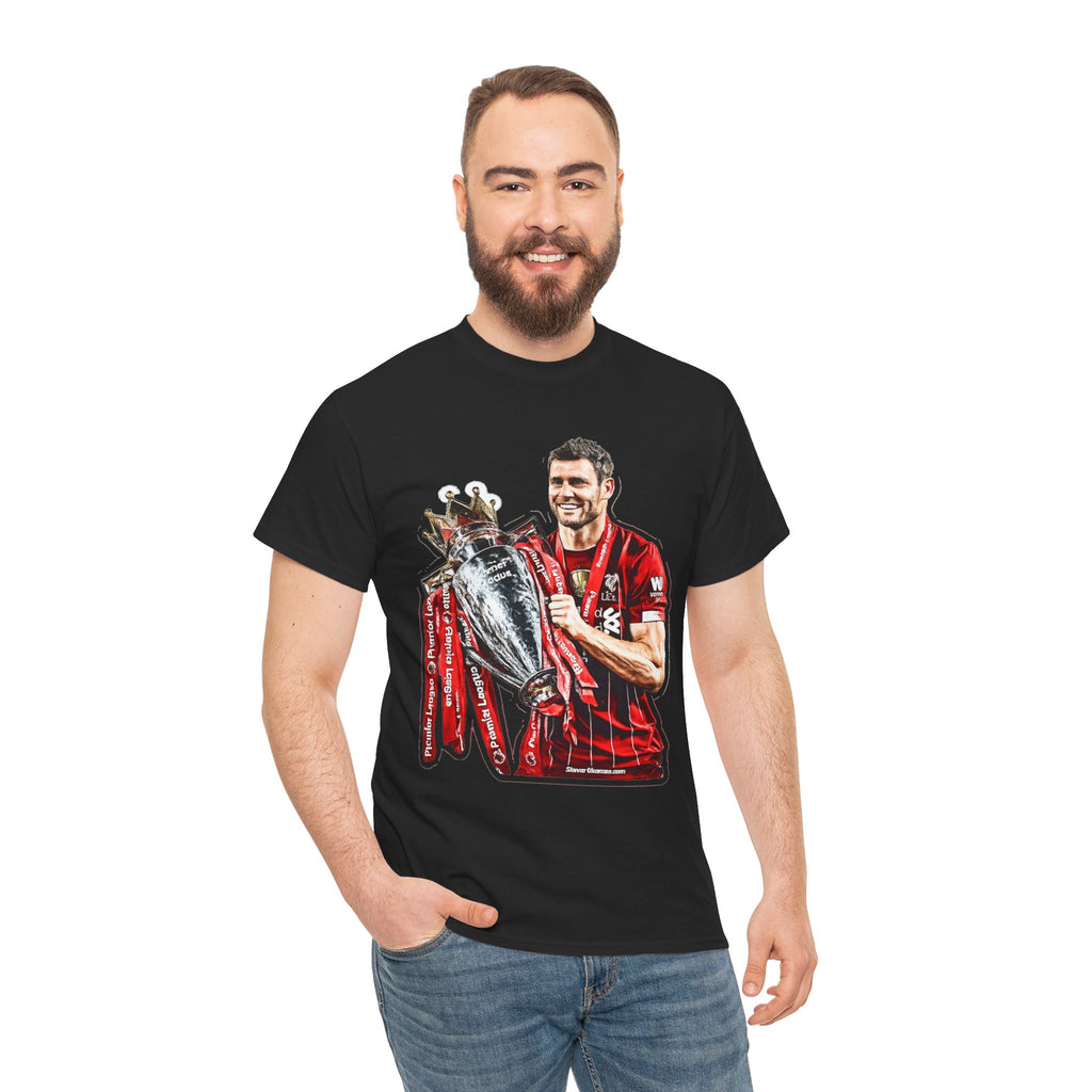 James Milner Liverpool Premier League Champion Trophy T-Shirt — Player Holding Premier Trophy