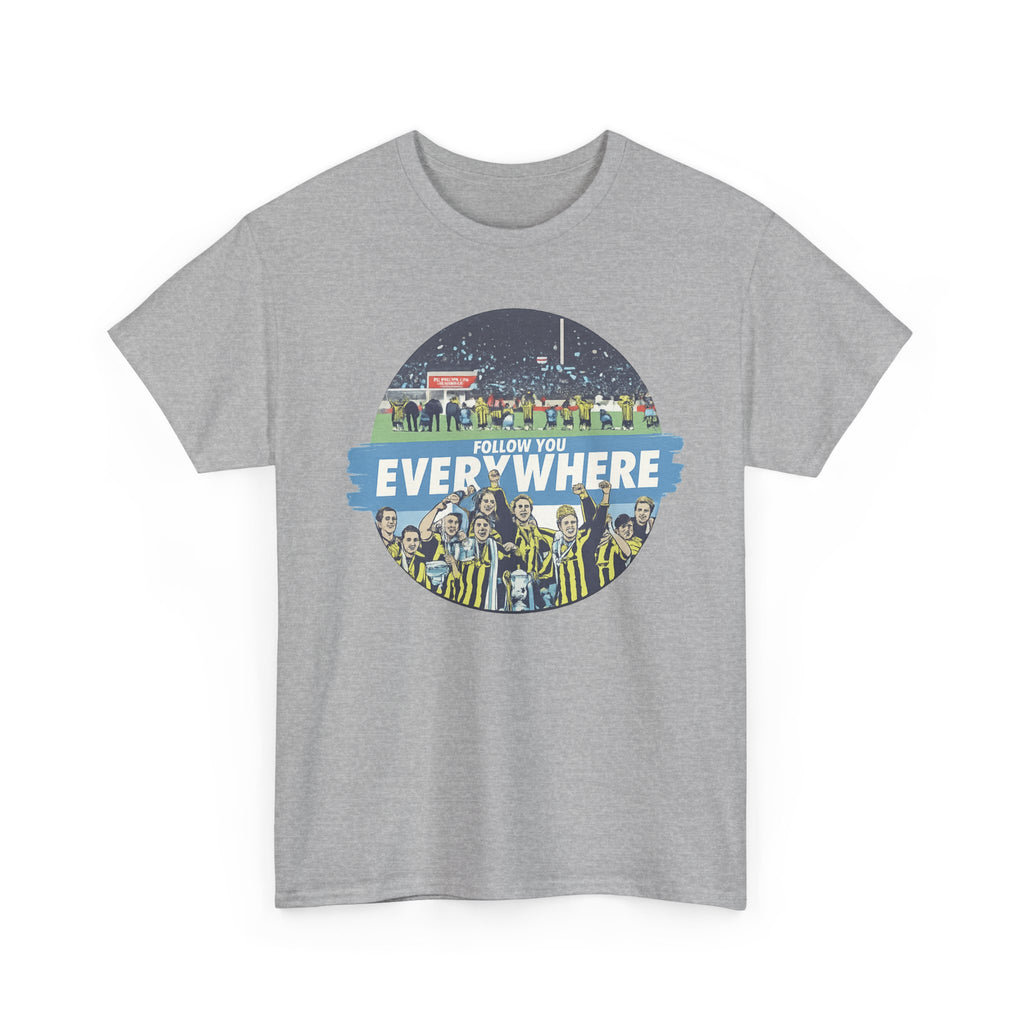 Manchester City Everywhere Soccer Crowd Graphic Tee — 'Follow You Everywhere' Fan Shirt