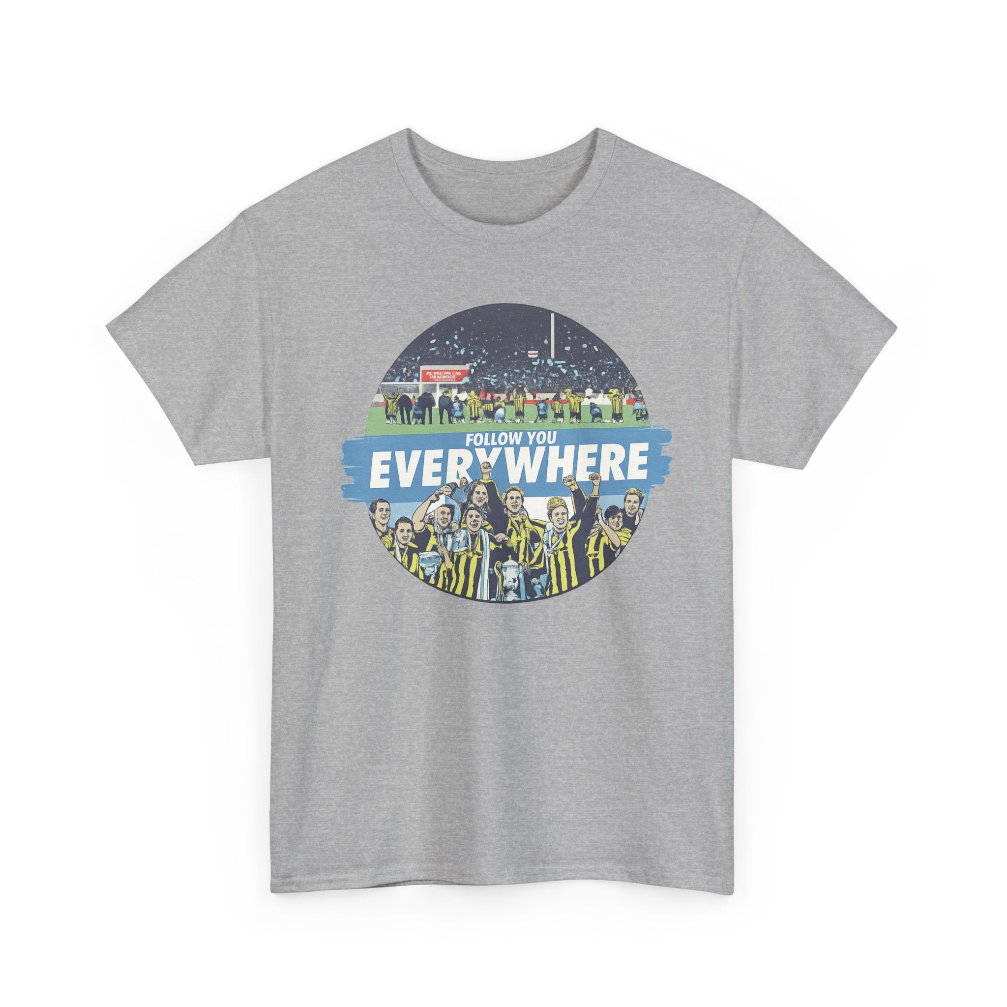 Manchester City Everywhere Soccer Crowd Graphic Tee — 'Follow You Everywhere' Fan Shirt