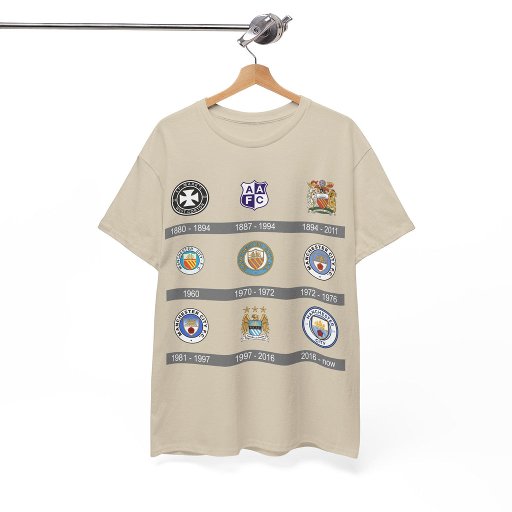 Manchester City Crest Timeline T-Shirt — Retro Club Crest History Tee