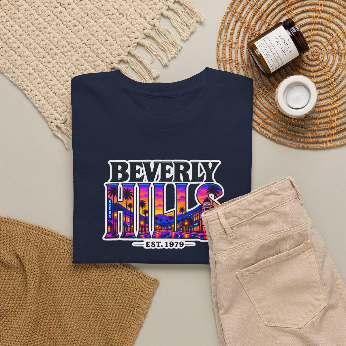 Beverly Hills Retro Sunset Tee — 'Beverly Hills EST. 1979' Graphic T-Shirt