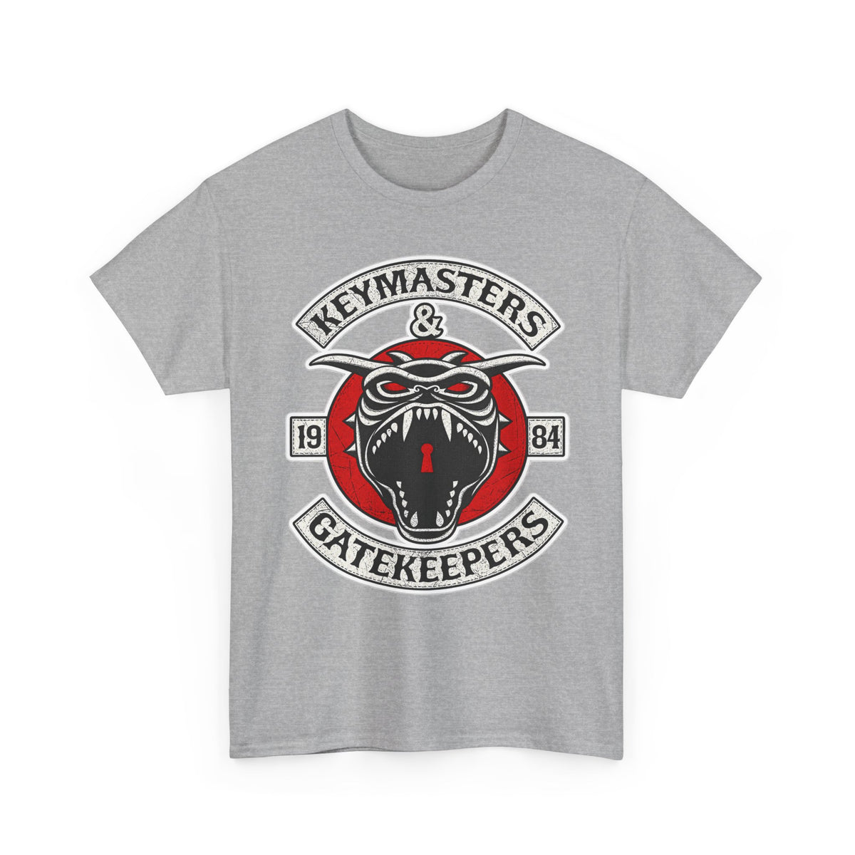 Keymasters & Gatekeepers Tee — Retro Demon Key Emblem Shirt (Since 1984)