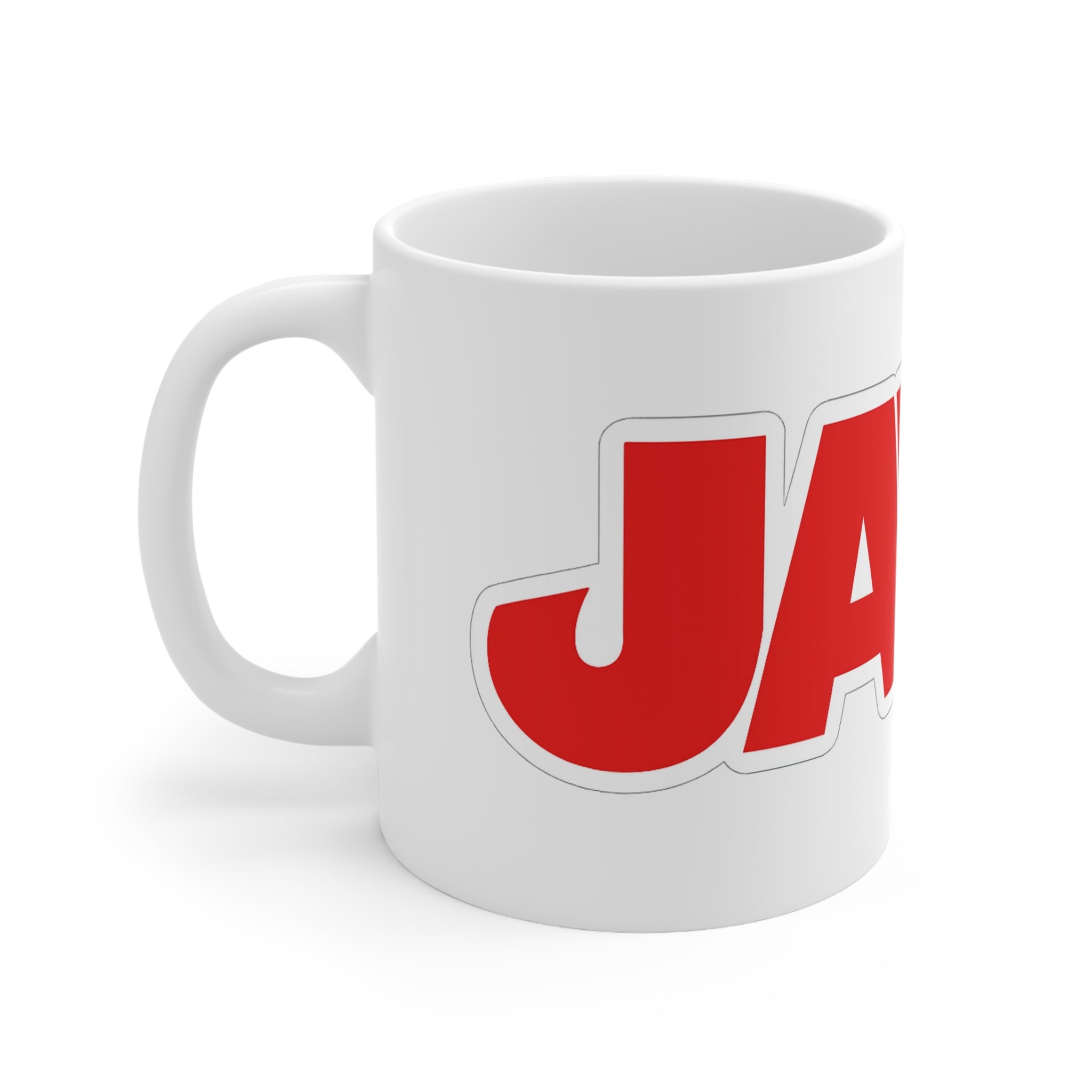 JAWS Bold Logo Coffee Mug — Retro Red Movie Fan Ceramic Cup (11oz, 15oz)