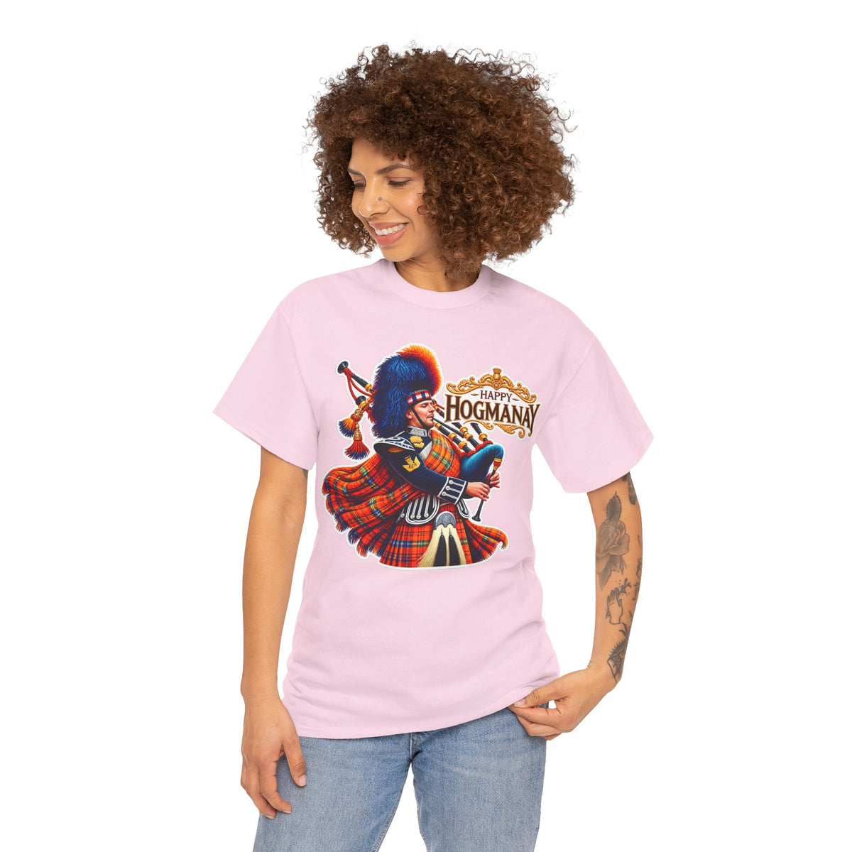 Hogmanay Bagpiper T‑Shirt — Happy Hogmanay Scottish New Year Tee