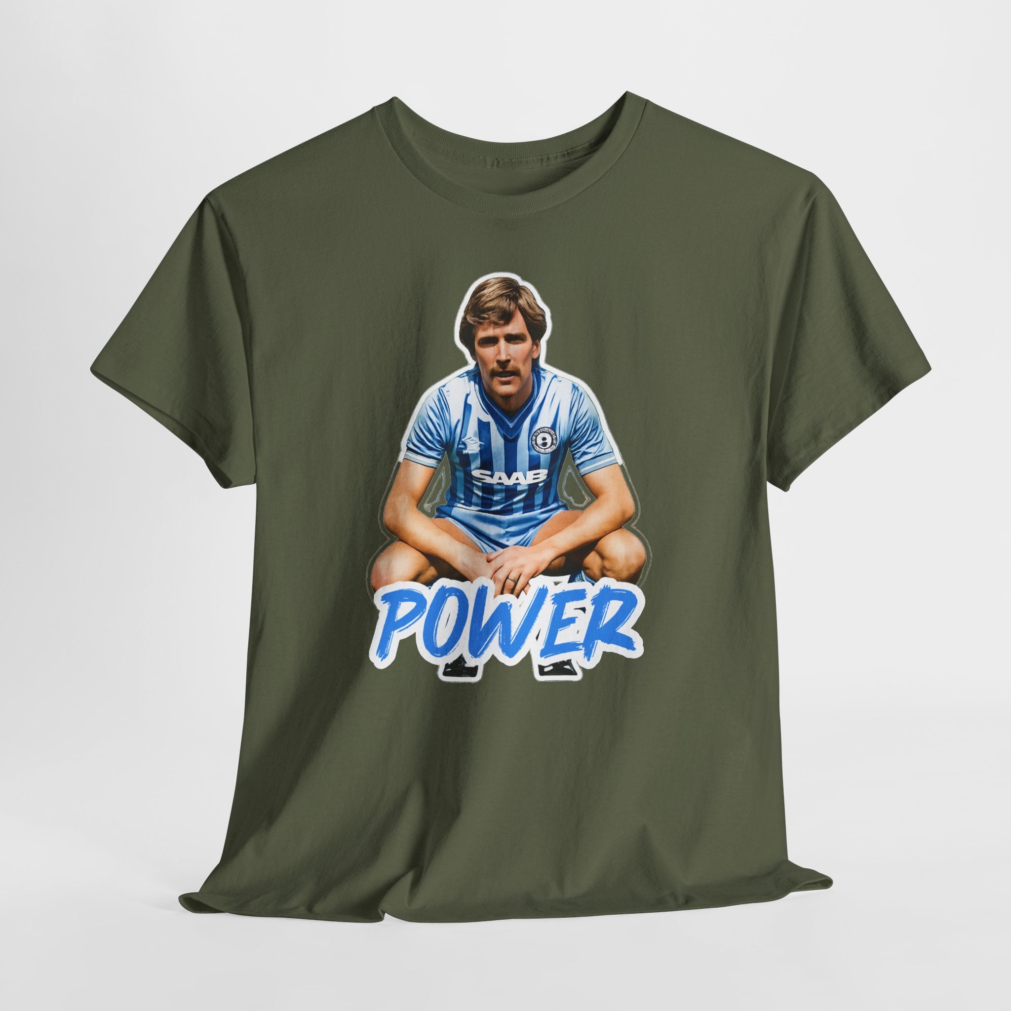 Paul Power Manchester City Legend Player Graphic Tee — Retro Football Jersey Design