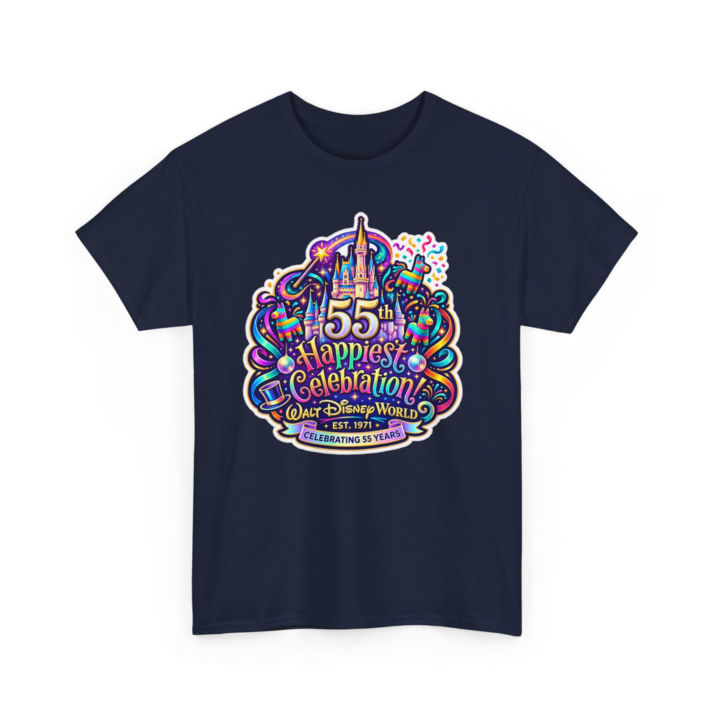 T-Shirt — "55th Happiest Celebration" Colorful Anniversary Castle Graphic Tee