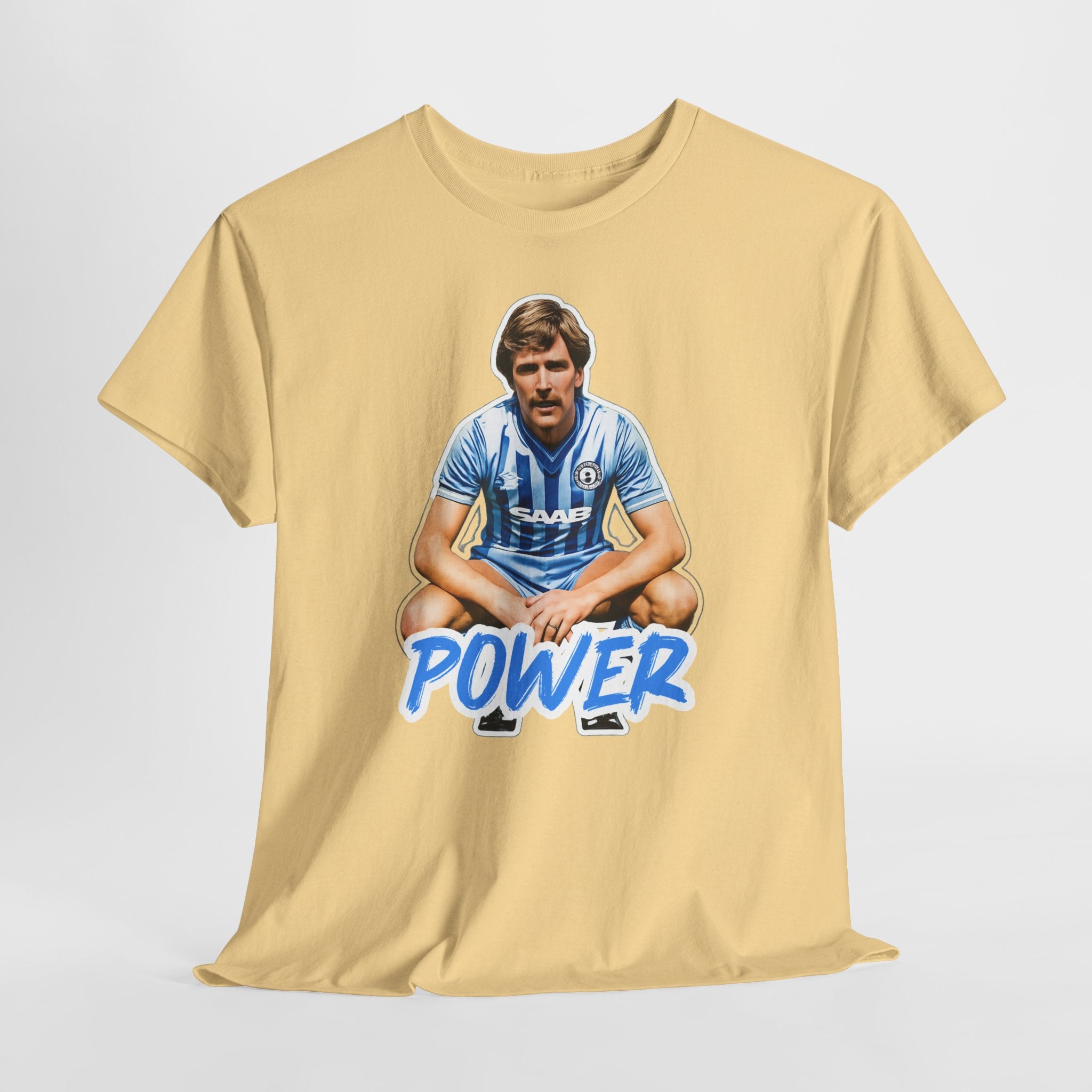Paul Power Manchester City Legend Player Graphic Tee — Retro Football Jersey Design