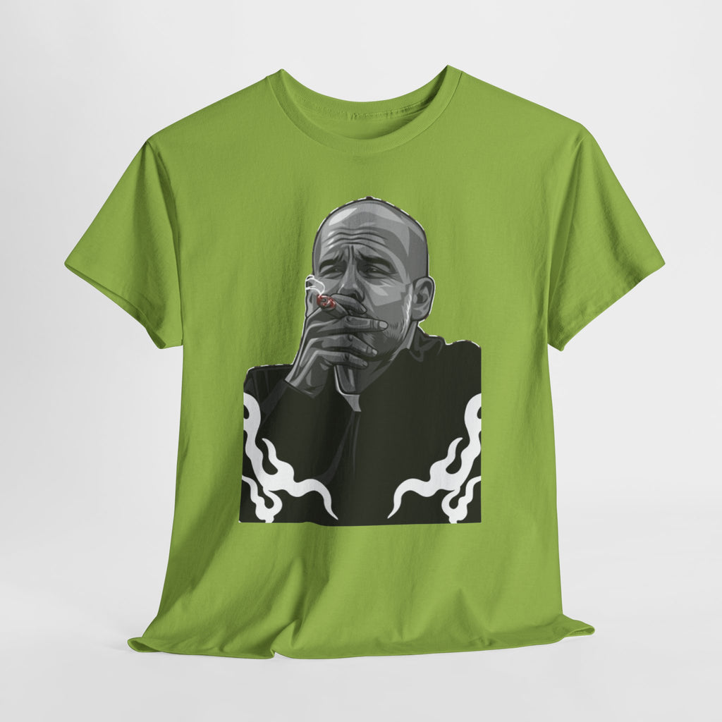 Pep Guardiola Smoking Portrait T‑Shirt — Moody Graphic Tee
