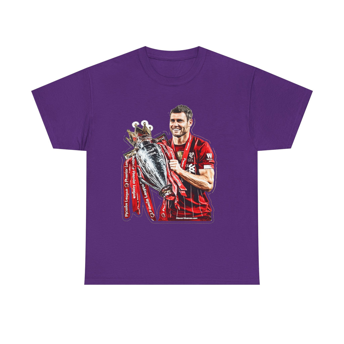 James Milner Liverpool Premier League Champion Trophy T-Shirt — Player Holding Premier Trophy