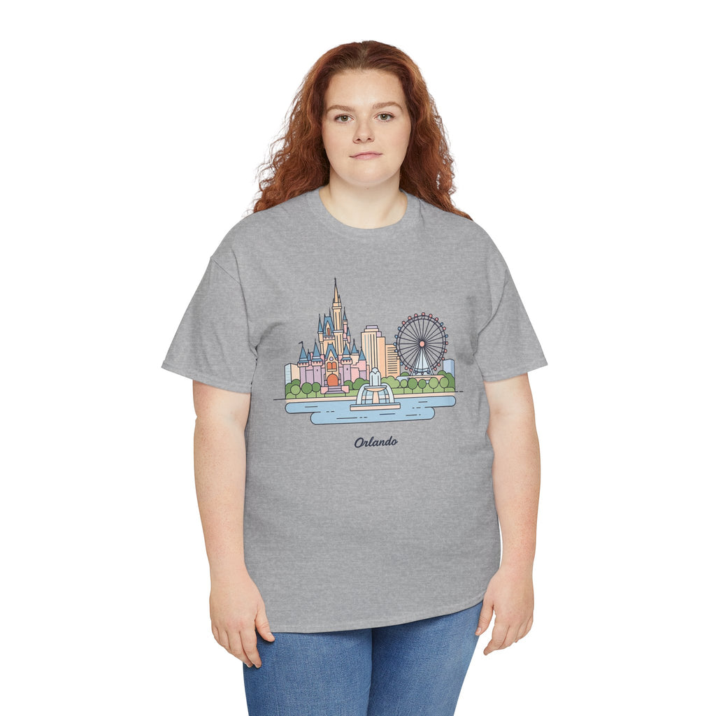 Orlando Skyline T-Shirt — Cute Cityscape Graphic Tee with 'Orlando' Text