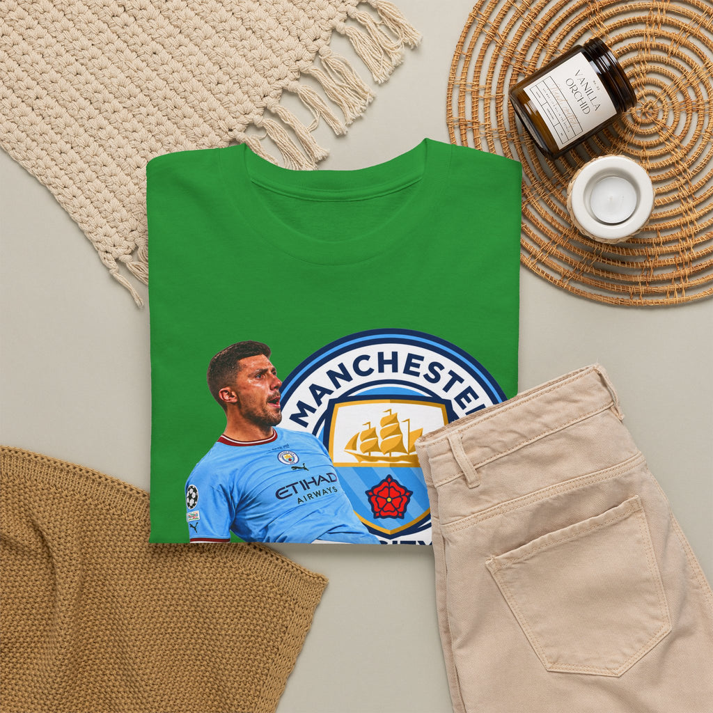 Rodri Manchester City Legend Cotton T-Shirt – Celebratory Slide Graphic Tee