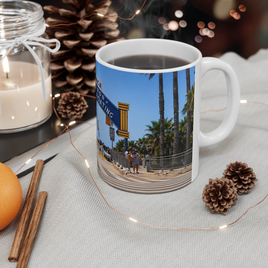 Santa Monica Pier Coffee Mug – 'Yacht Harbor Sport Fishing & Boating Cafes' 11oz/15oz Ceramic