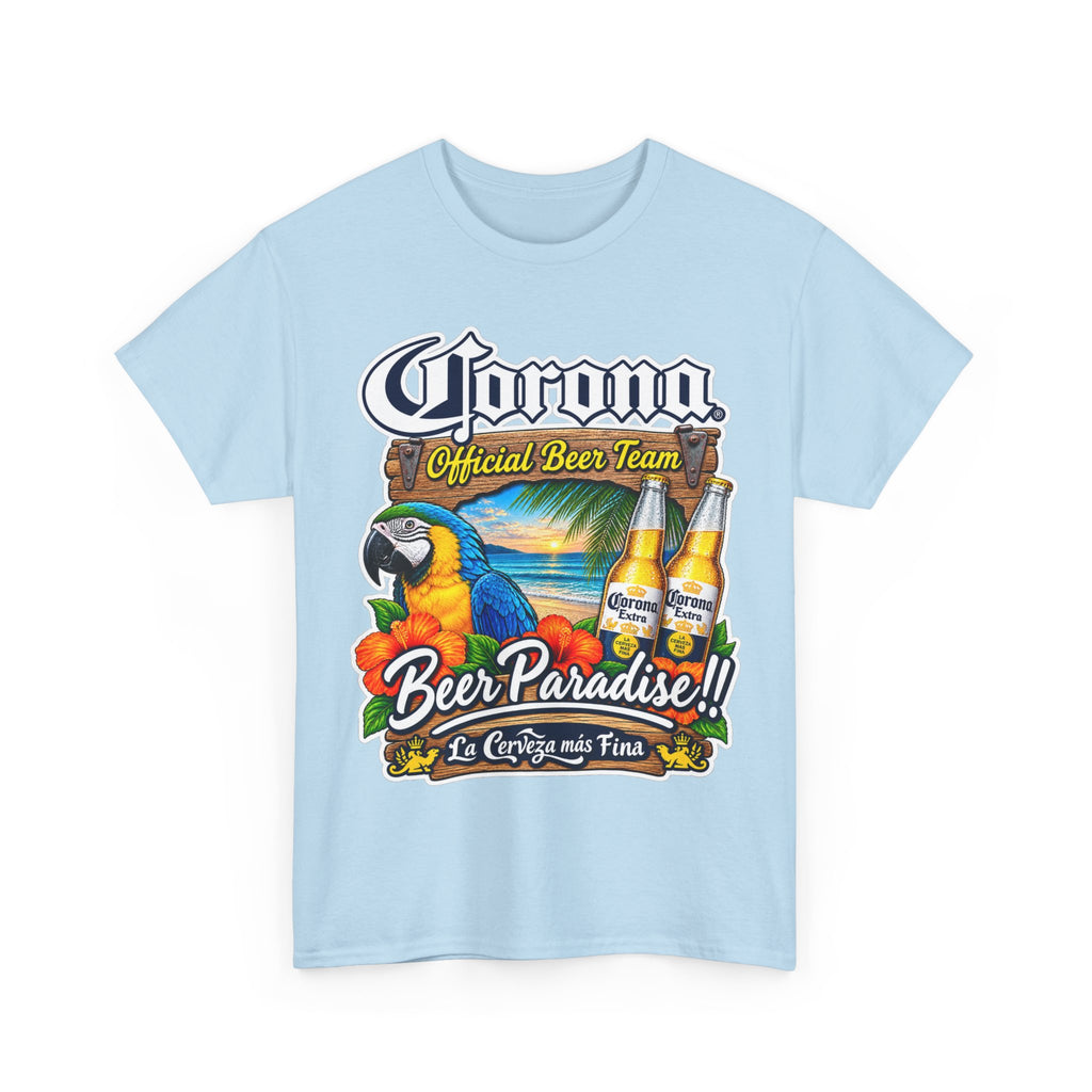 Corona Beer Paradise Tee — Tropical Parrot Beach Beer T‑Shirt