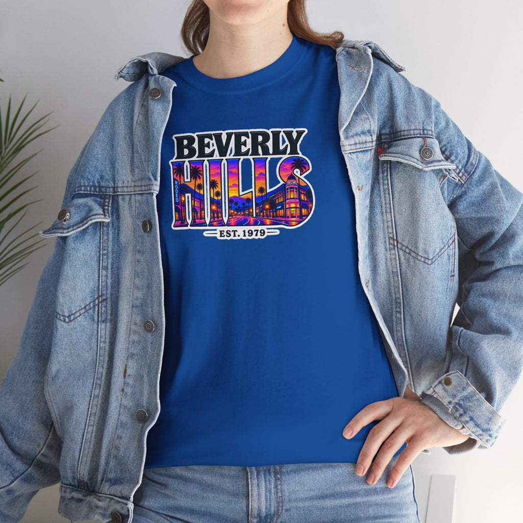 Beverly Hills Retro Sunset Tee — 'Beverly Hills EST. 1979' Graphic T-Shirt