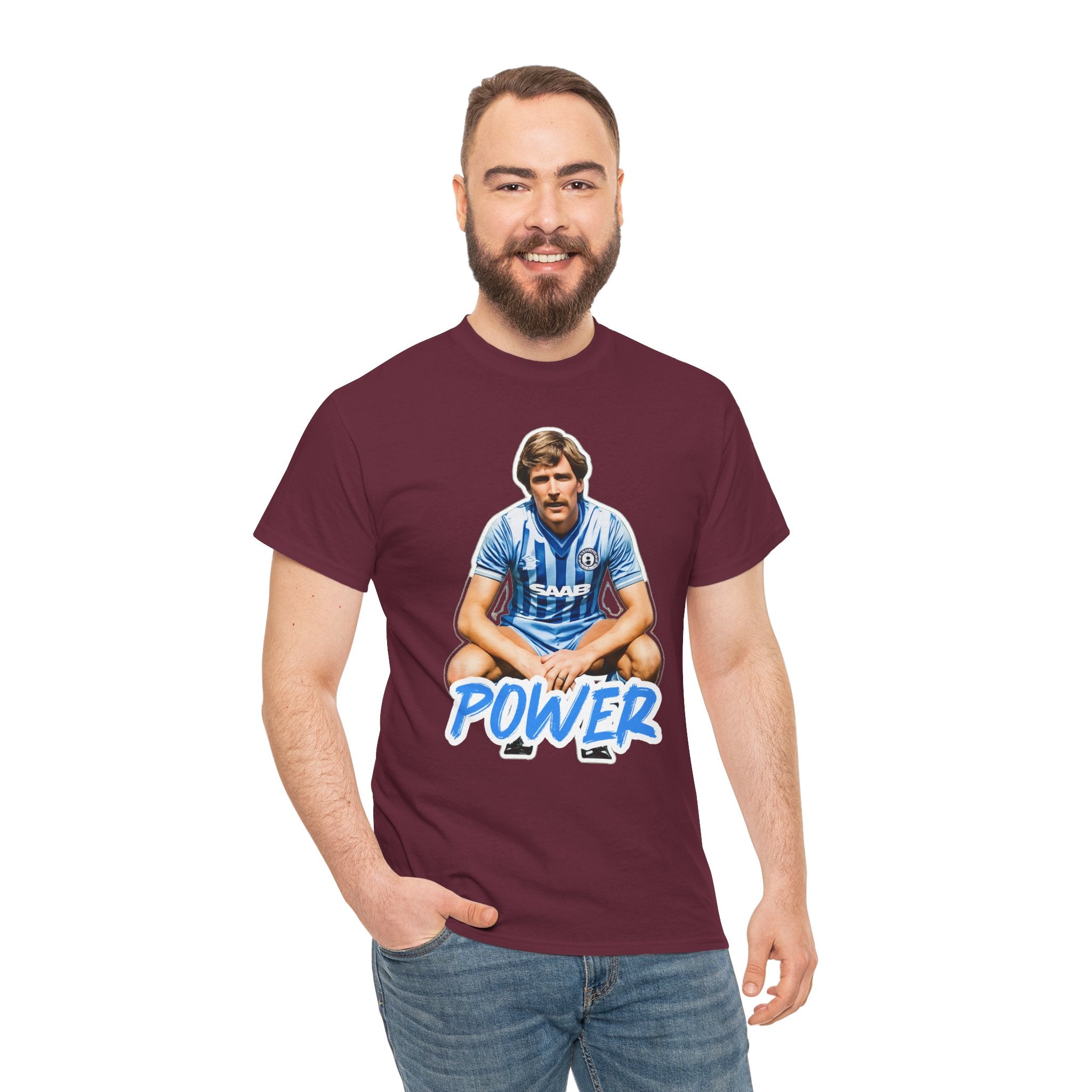 Paul Power Manchester City Legend Player Graphic Tee — Retro Football Jersey Design