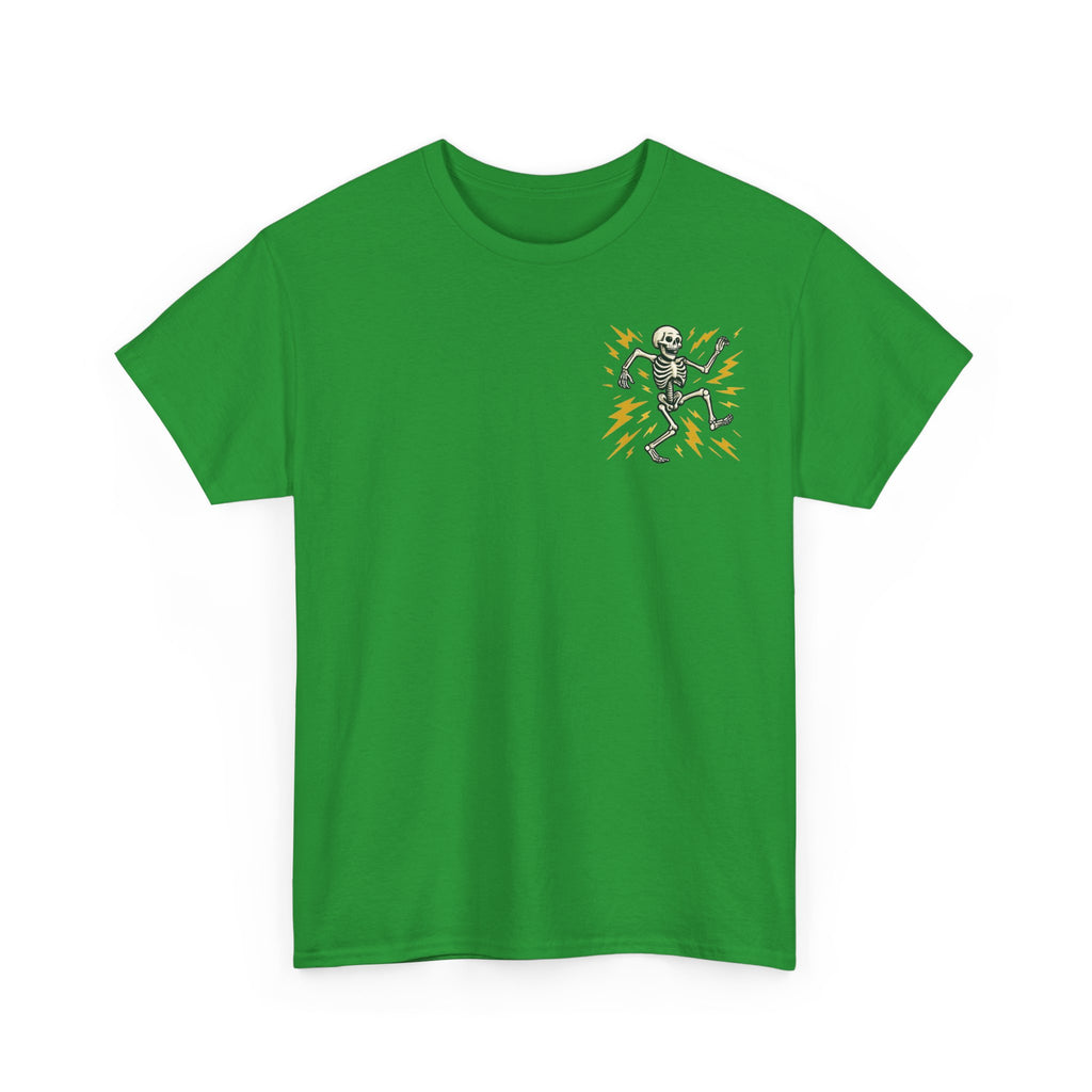 Electrician Skeleton Tee — "I'm an Electrician: If I Dance Without Music, Shut the Main Breaker Off"