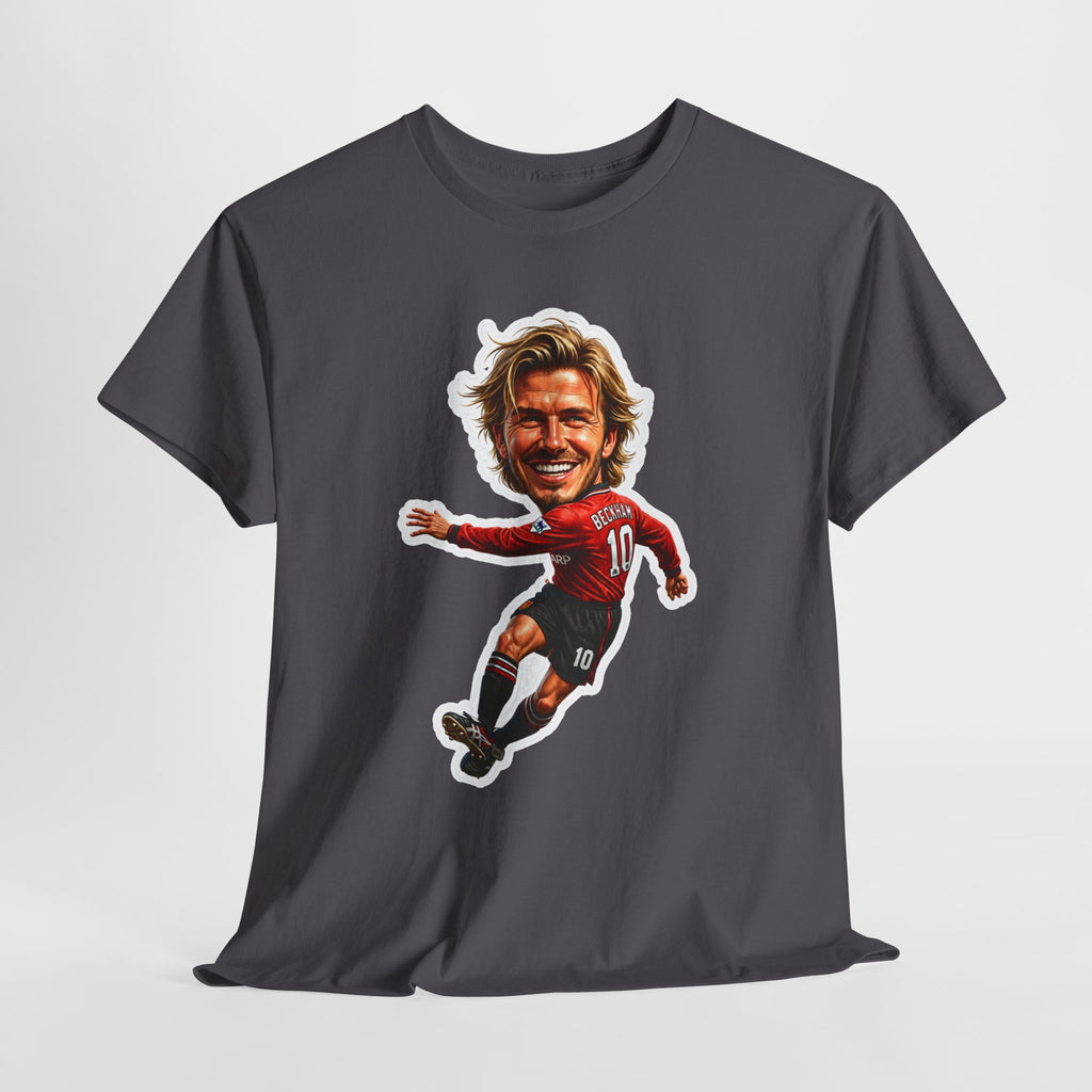 Beckham Caricature Cotton T-Shirt — Retro Football Player Graphic Tee