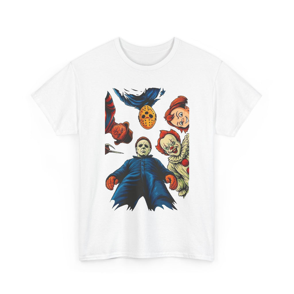 Horror Movie Icons Graphic Tee — Michael Myers, Jason & Classic Clowns Halloween T-Shirt