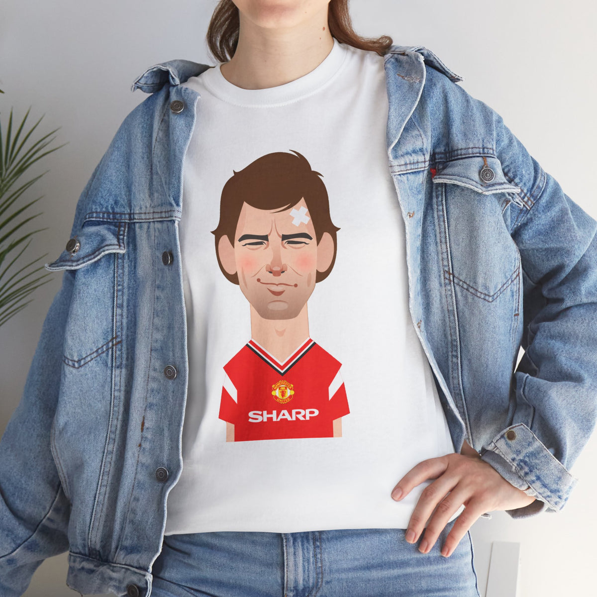 Bryan Robson Manchester United Legend Portrait Cotton T-Shirt