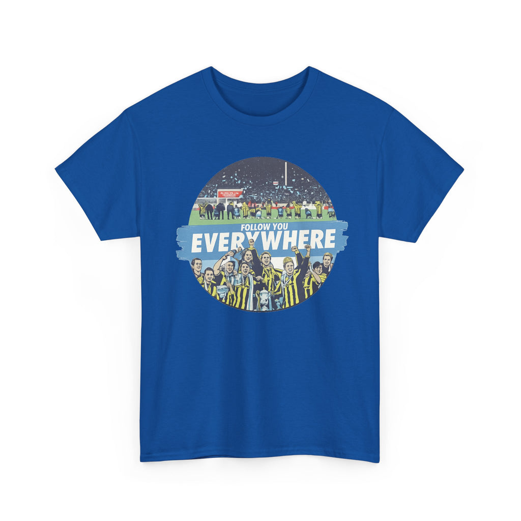 Manchester City Everywhere Soccer Crowd Graphic Tee — 'Follow You Everywhere' Fan Shirt