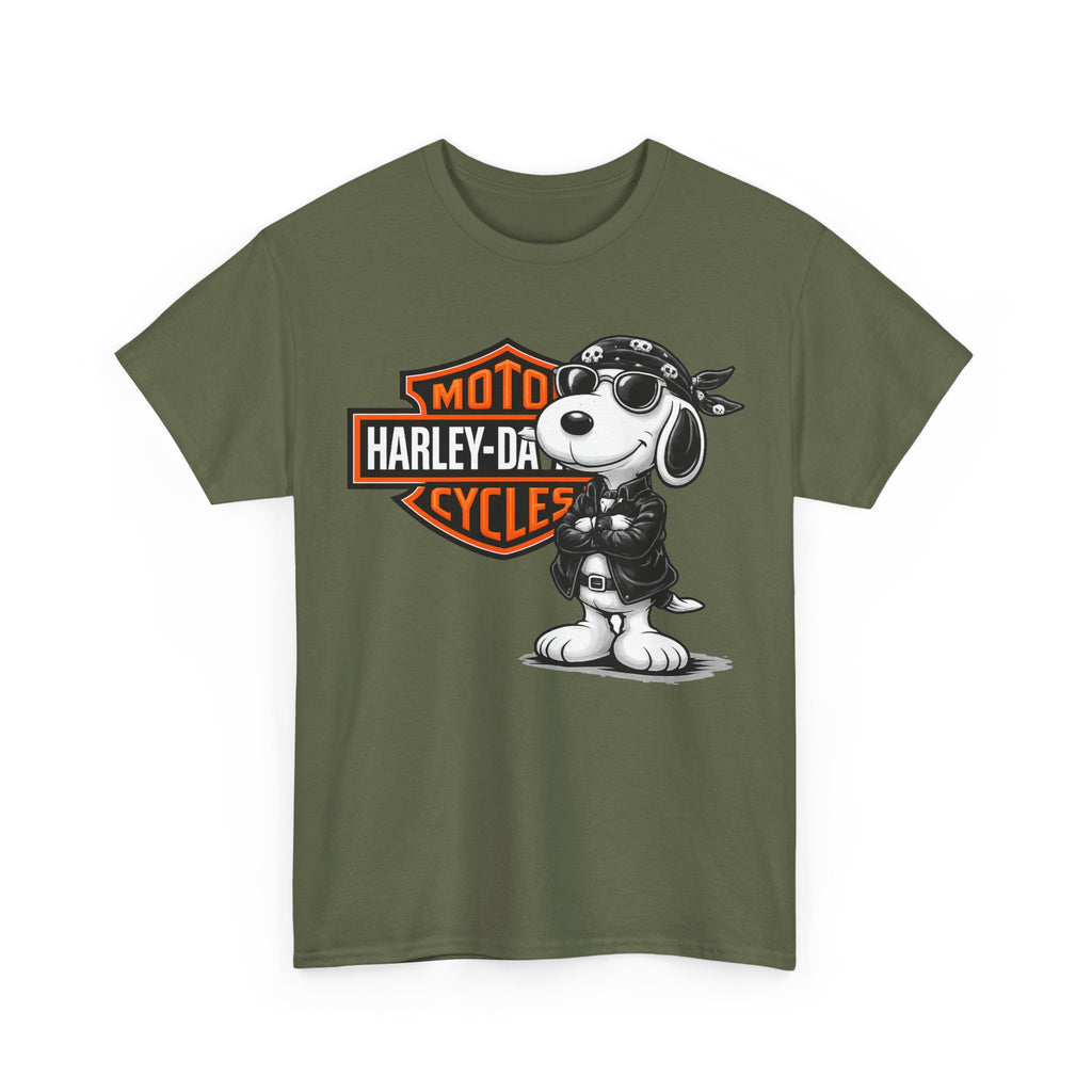 Harley-Style Snoopy Biker Cotton T-Shirt / Tee