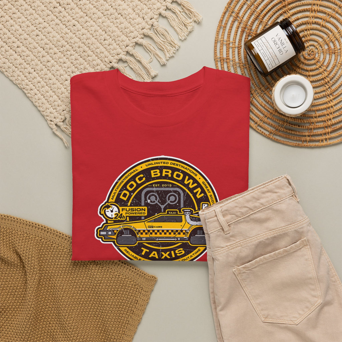Vintage Taxi Badge T-Shirt — 'Doc Brown Taxis' Retro Cab Logo Tee