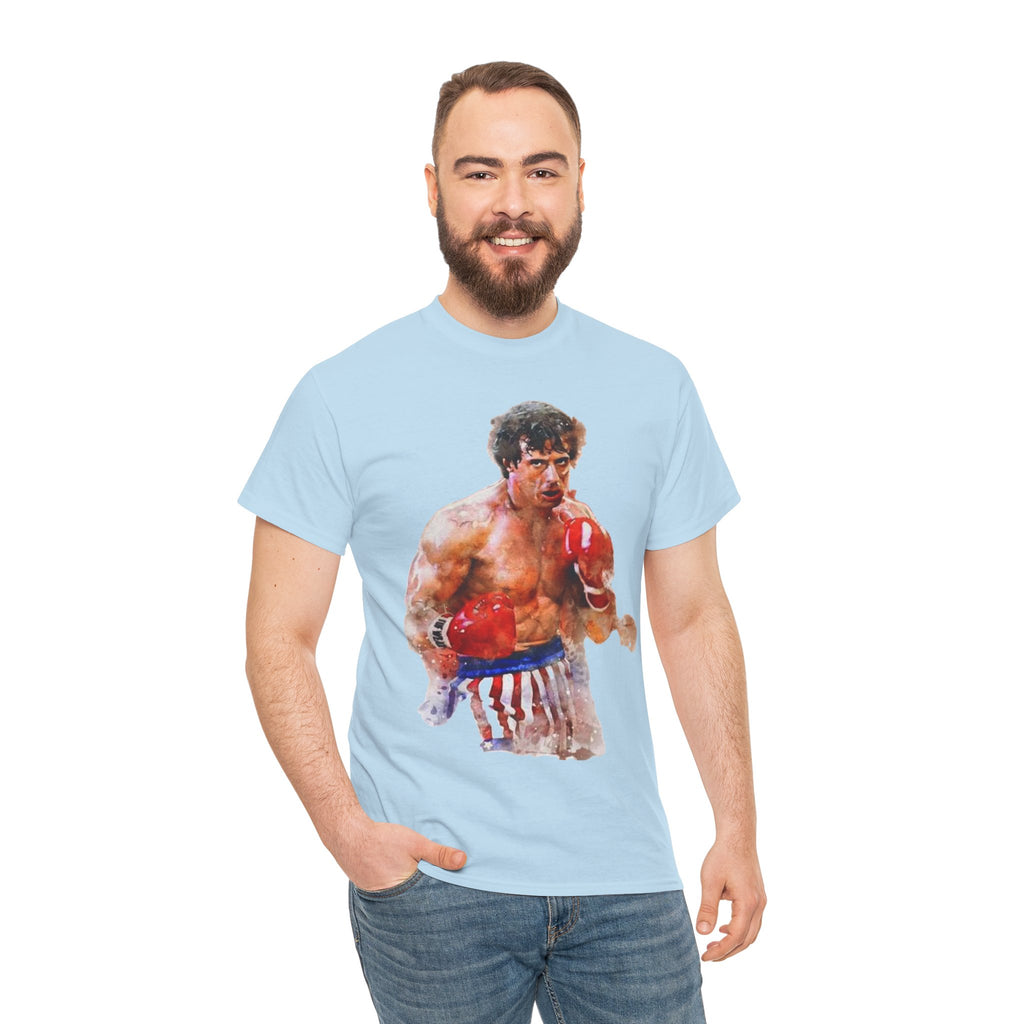 Boxer Rocky Painting T‑Shirt — Vintage American Flag Boxing Tee